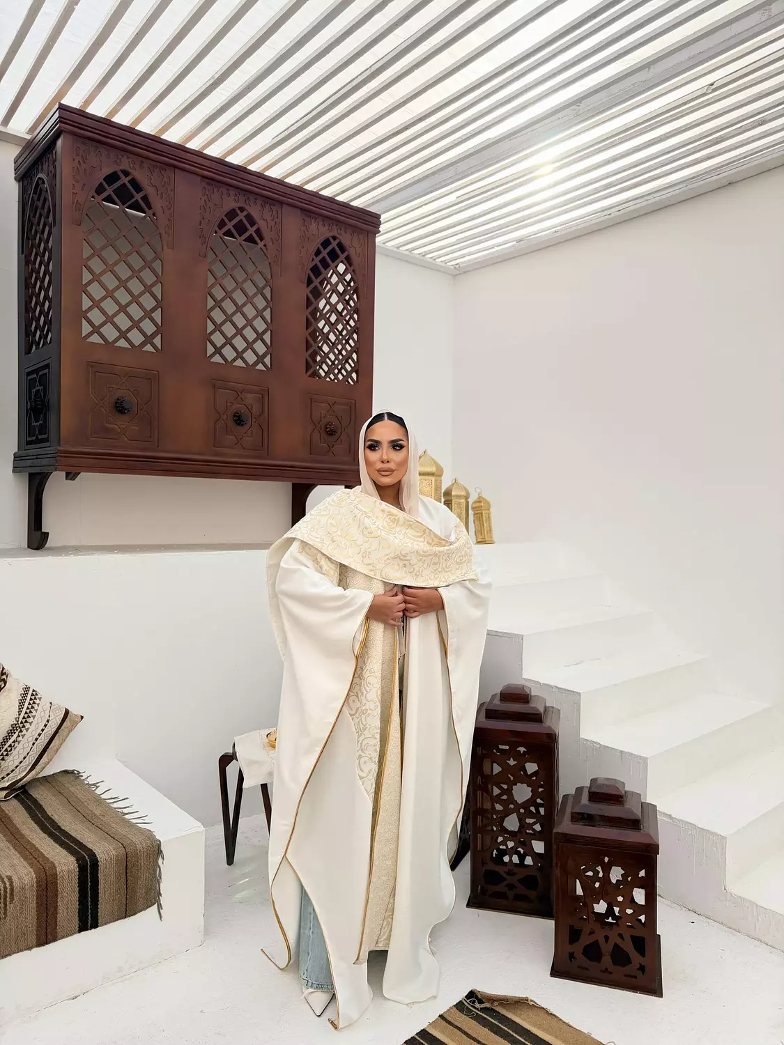 The Qasida Kaftan  In Cream 