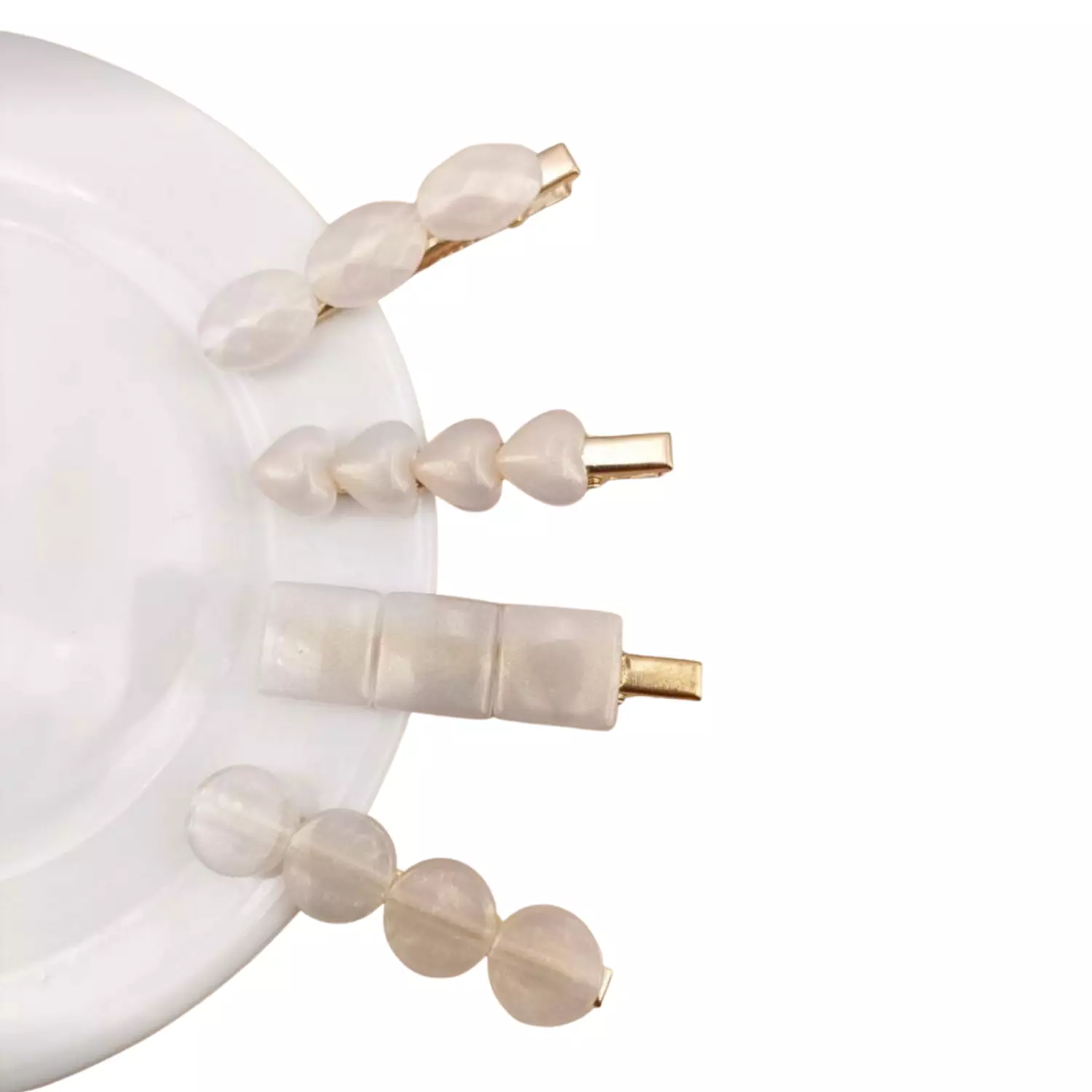 4 Pc Ivory Acrylic Hair Clips Set image