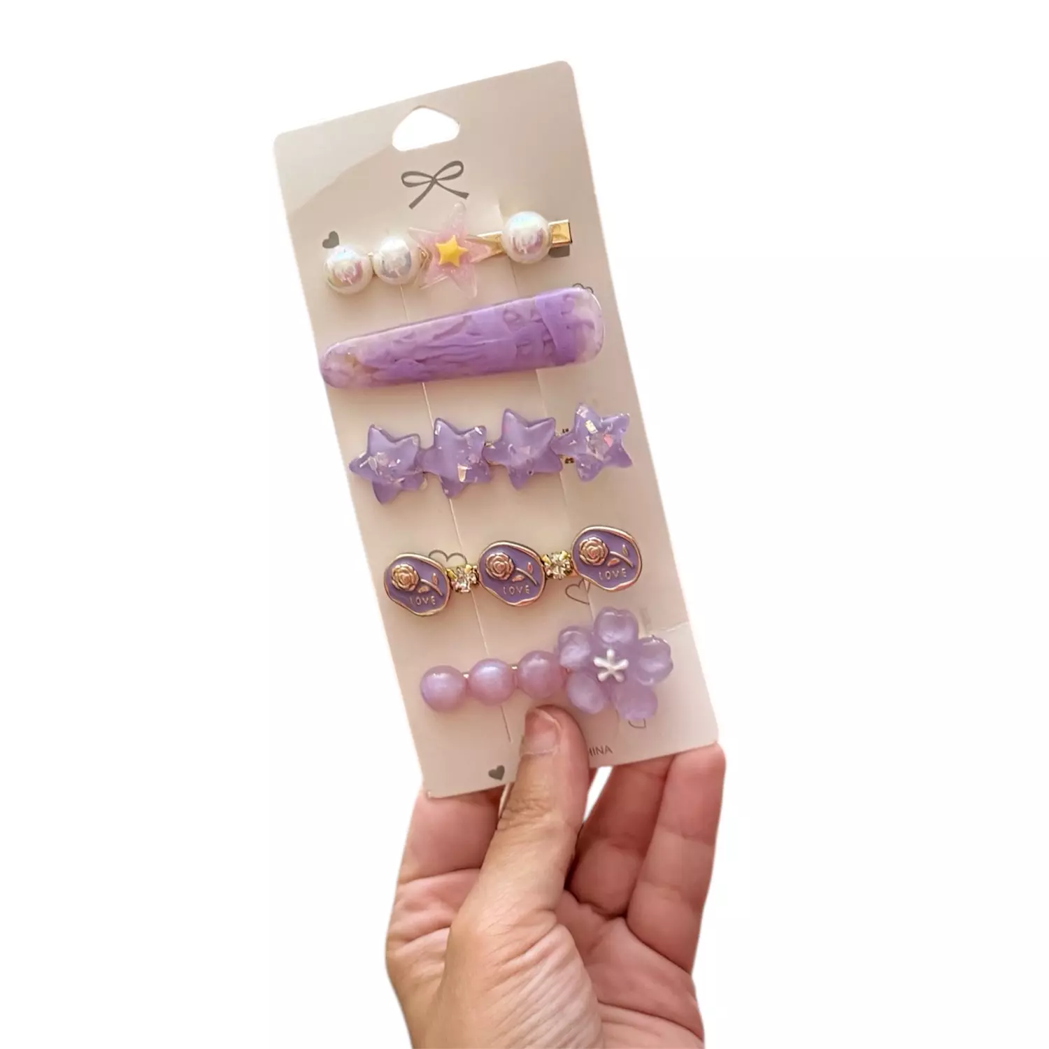 Chic Summer Purple 5 Pc Hair Pin Set  1