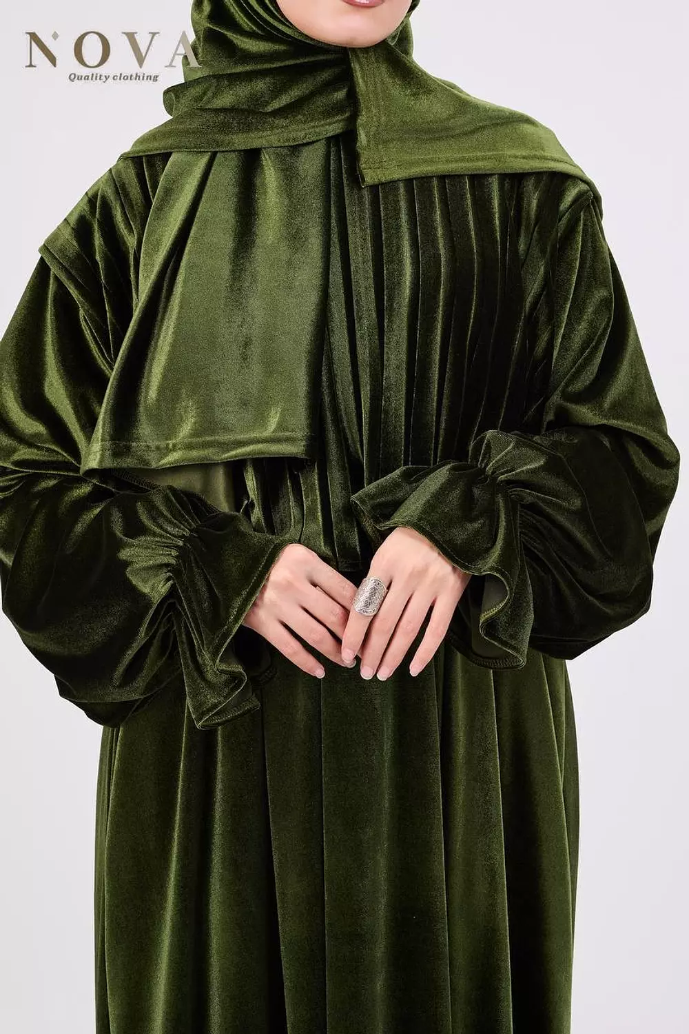 Olive green Velvet Wave 1