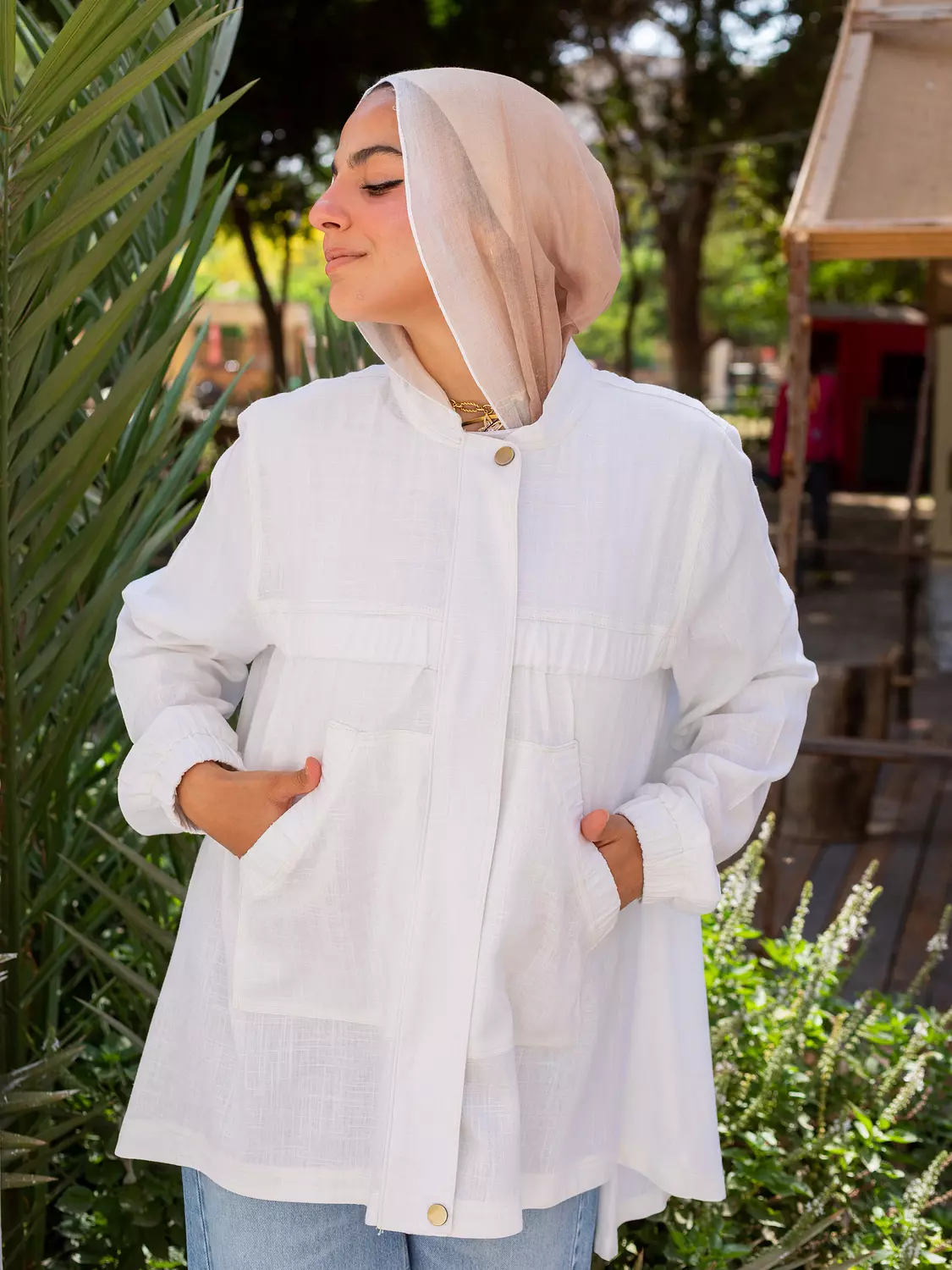 FLY HIGH LINEN JACKET in off white  4