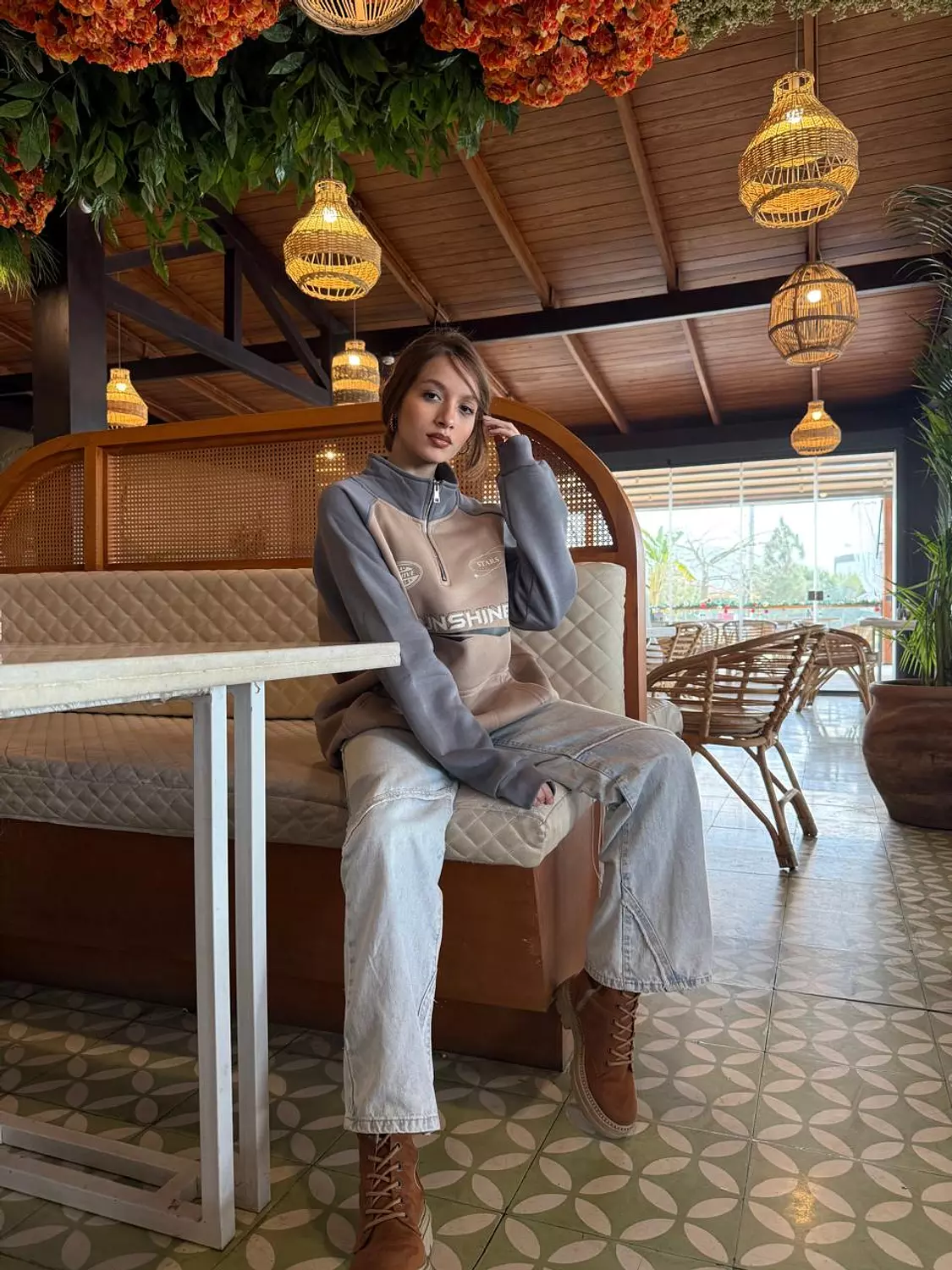 Half Zip UpOversized Hoodie -Sleeve Tee  4