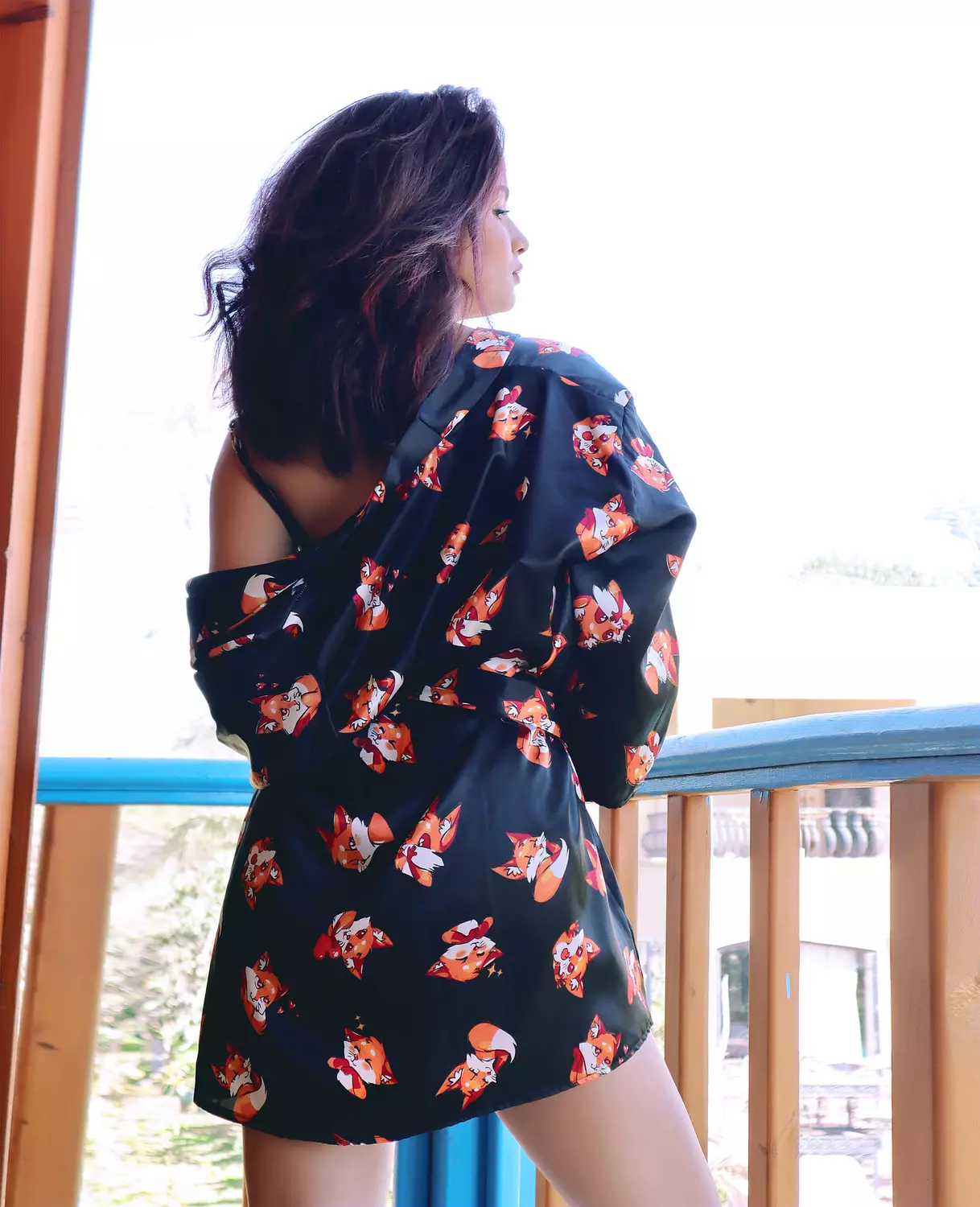 4-Piece Fox Satin Pajama & Robe Set 6