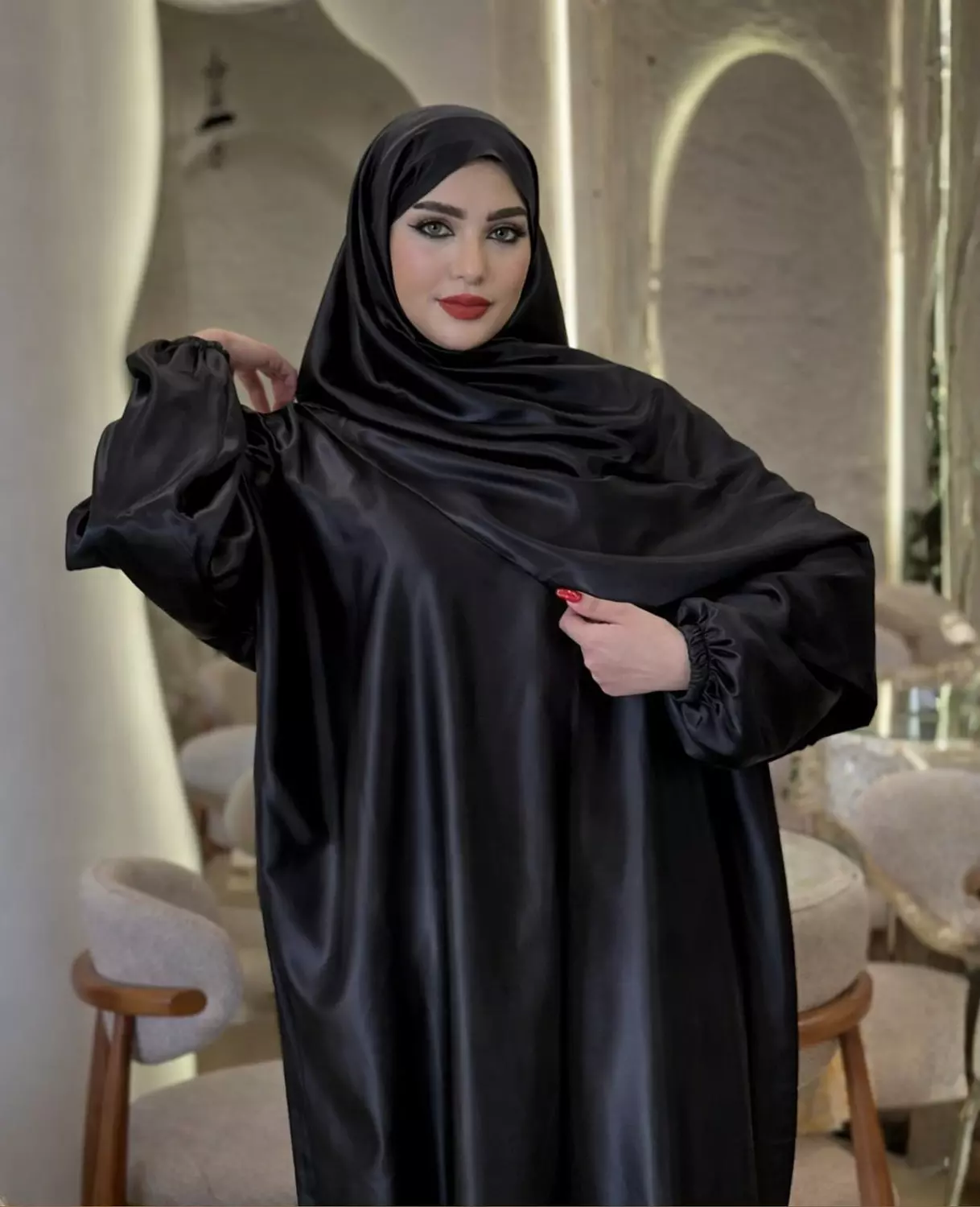 Satin Maxi Isdal with Attached Hijab 11