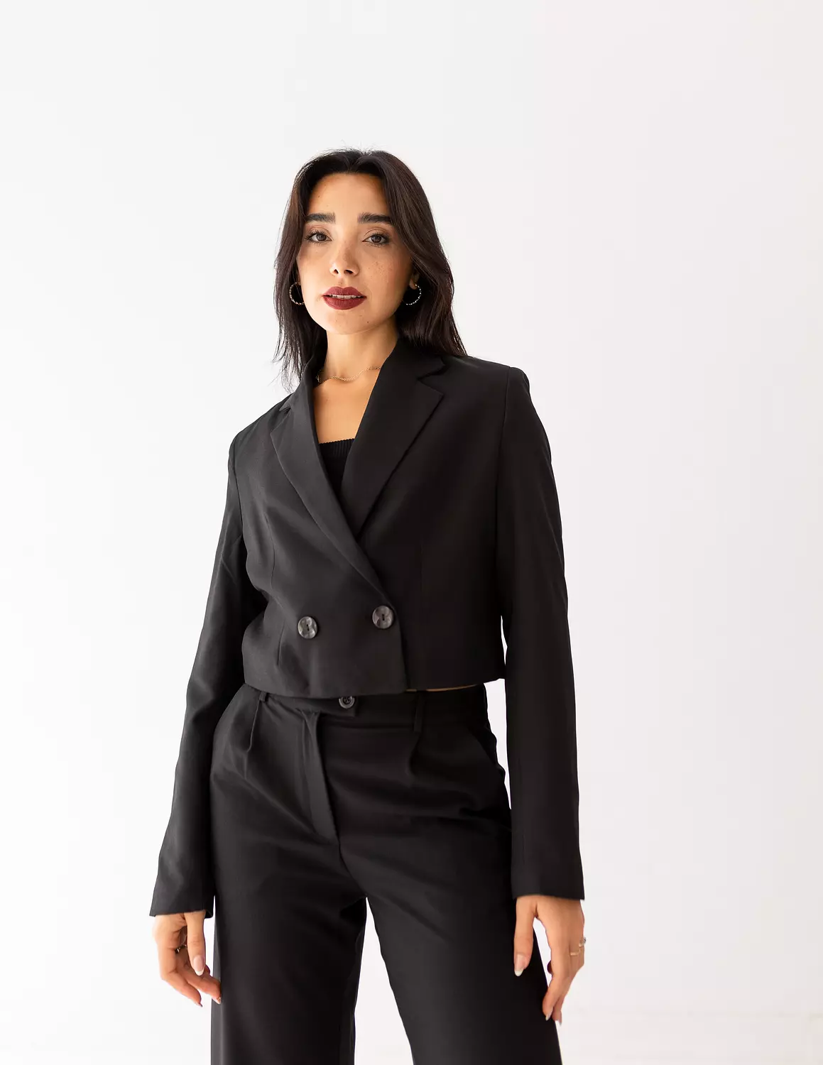 Black Icon Cropped Blazer  5
