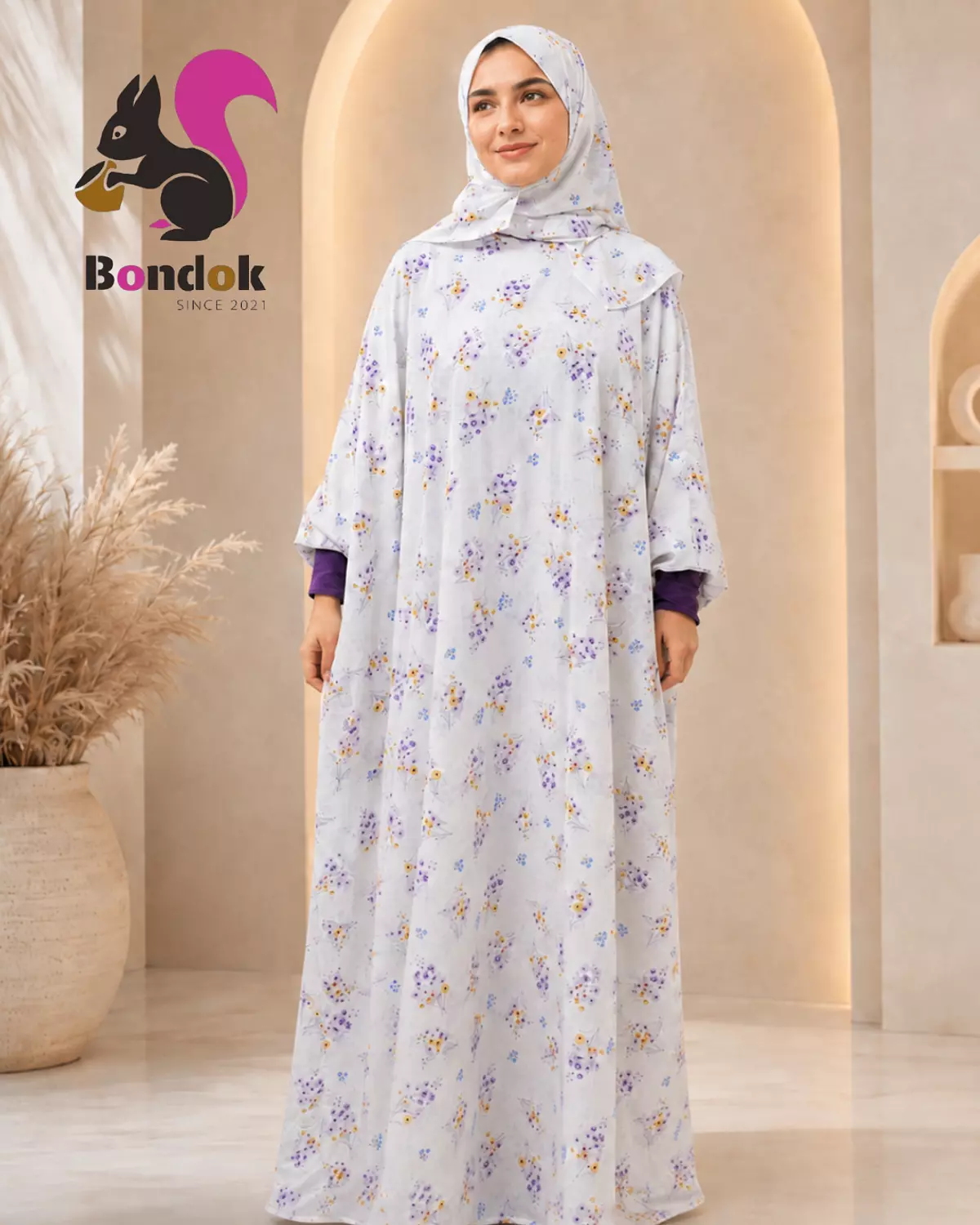 Esdal  Women's- Kids Matching Floral Print Abaya with Matching Hijab 5