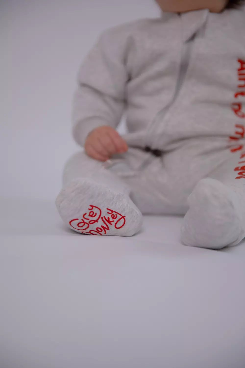 Premium Fleeced Winter Double Zipper "Ain't no mama" Footie - Glowy Grey 6