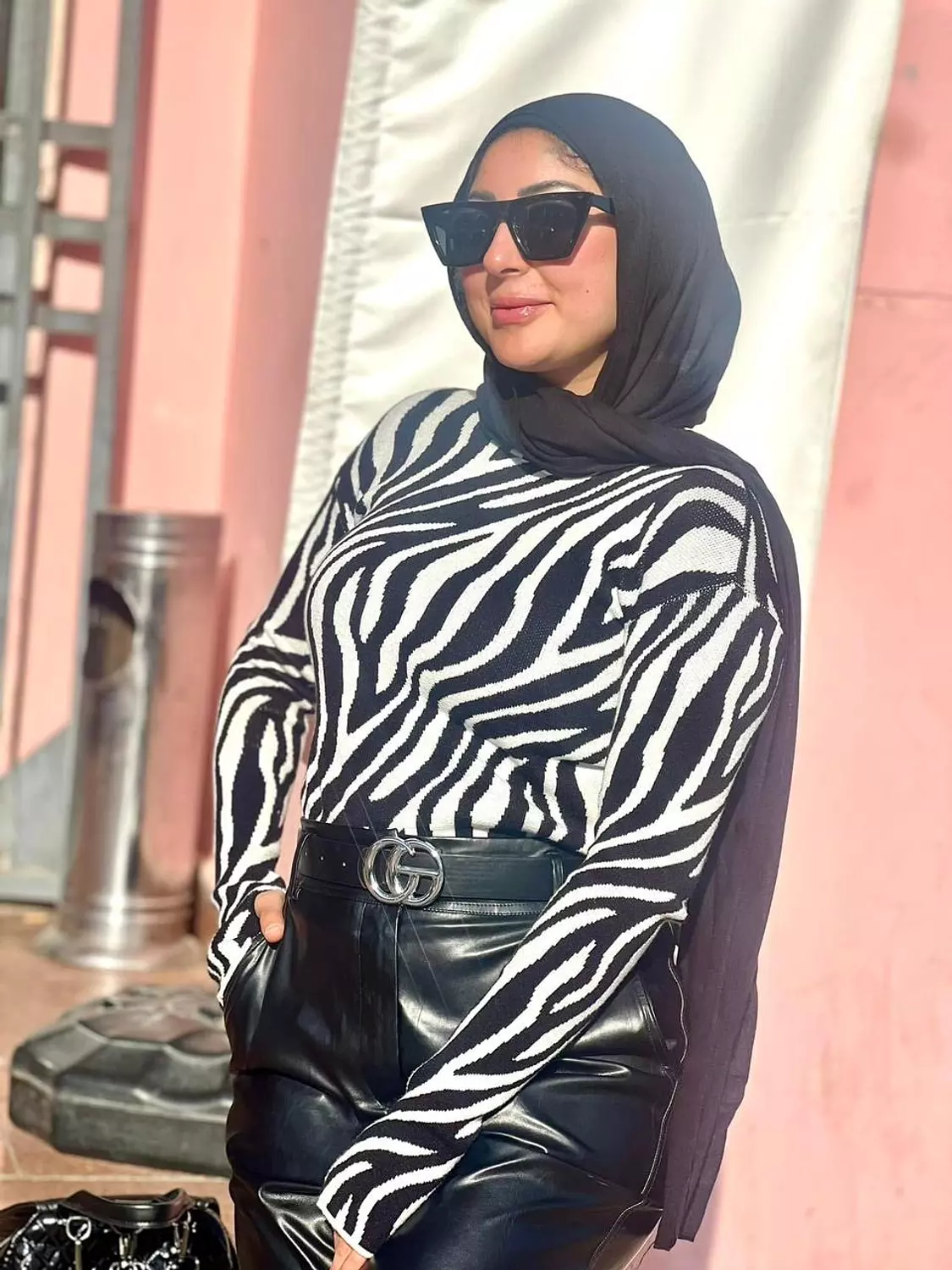 بلوفر تريكو هايكول زيبرا - أبيض و أسود   1