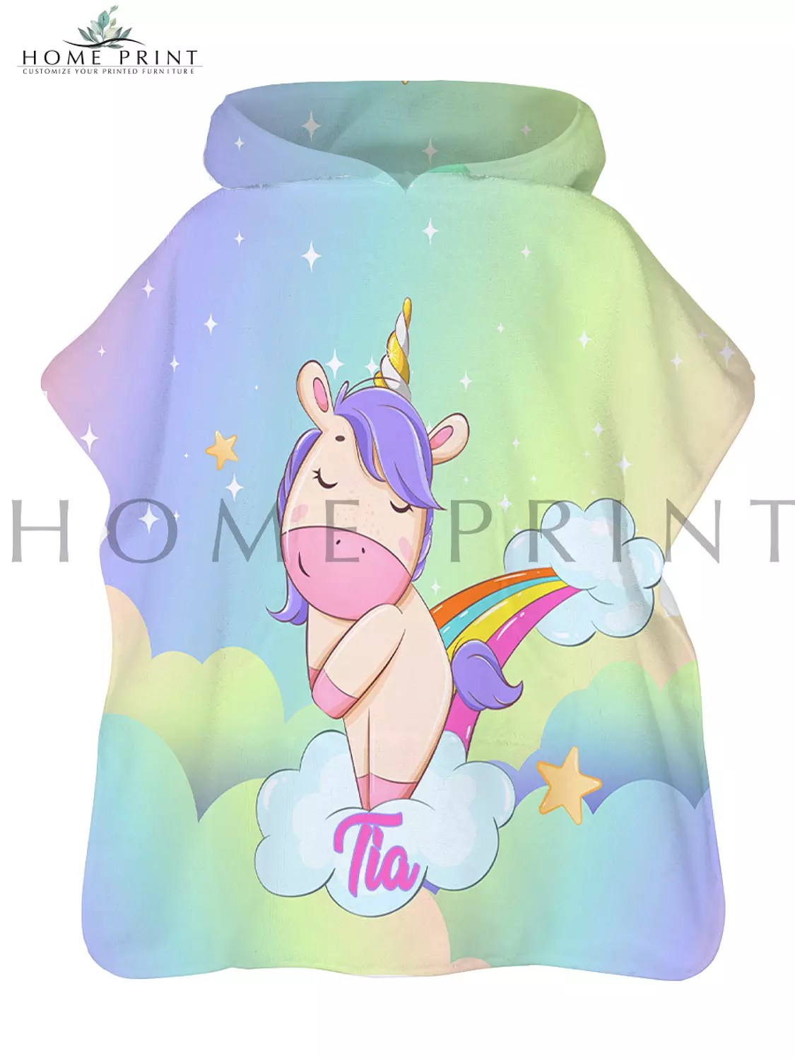 Microfiber Poncho - Cute Unicorn - Multi Color Design  image