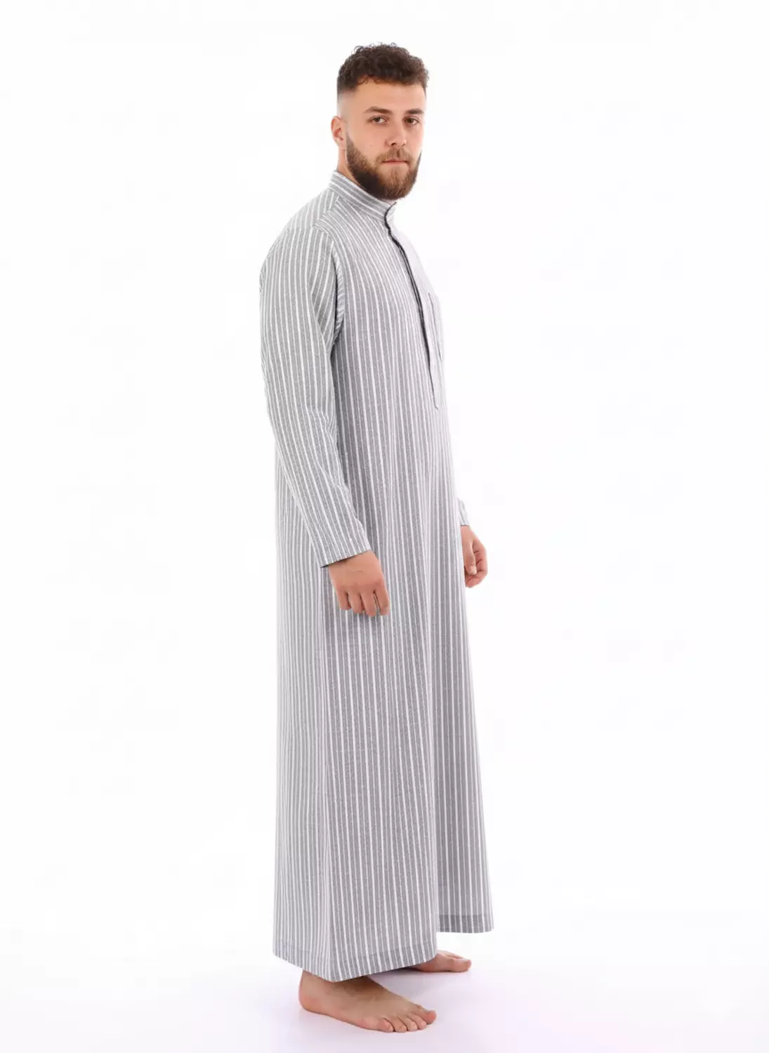 Shorto Men's Kastoor Galabeya -2341-26-1- Light Blue * Grey 4