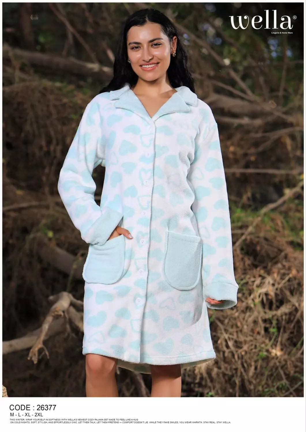 Heart Print Button-Up Pajama image