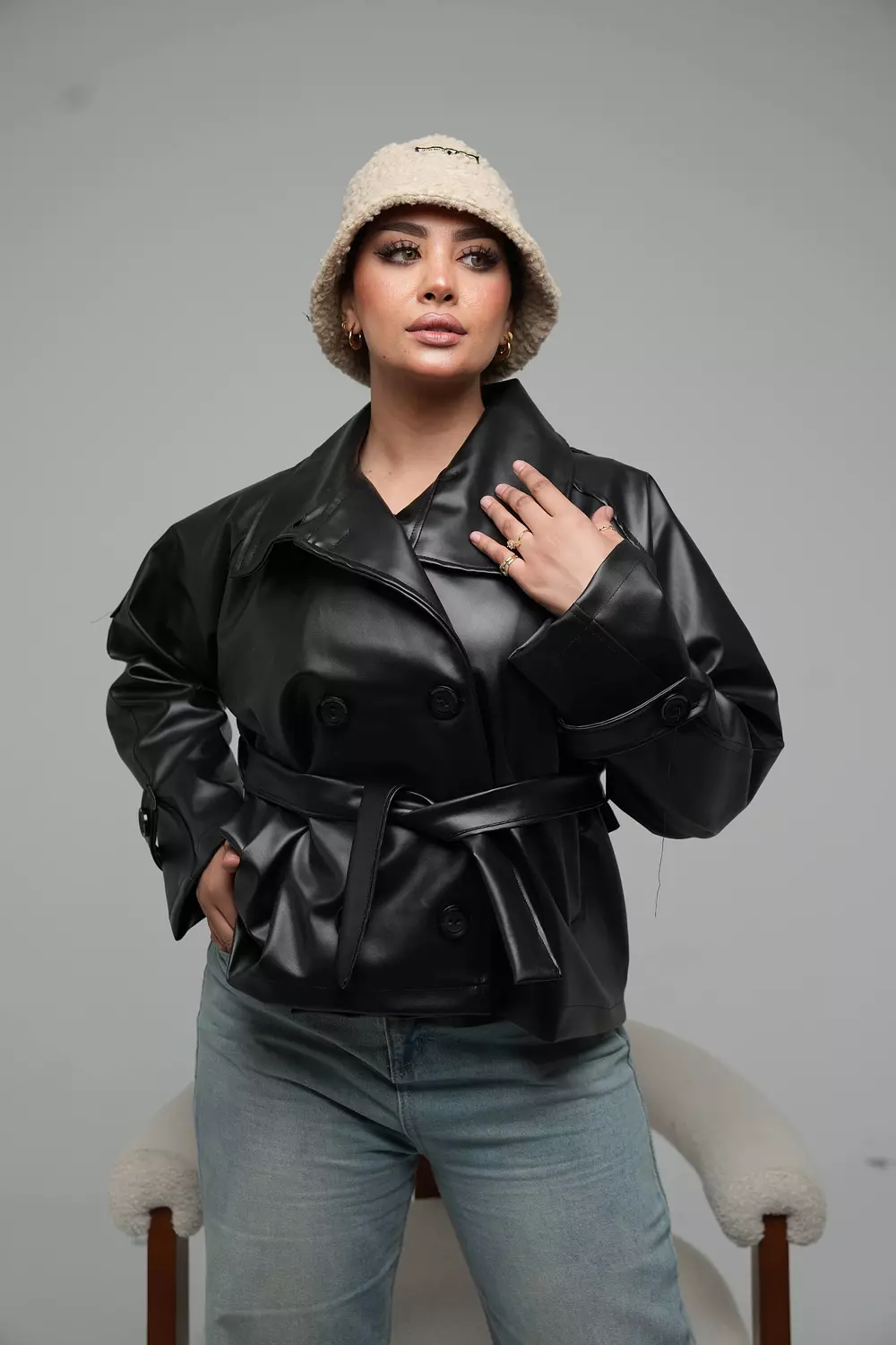  Mango cropped leather jacket with belt 8