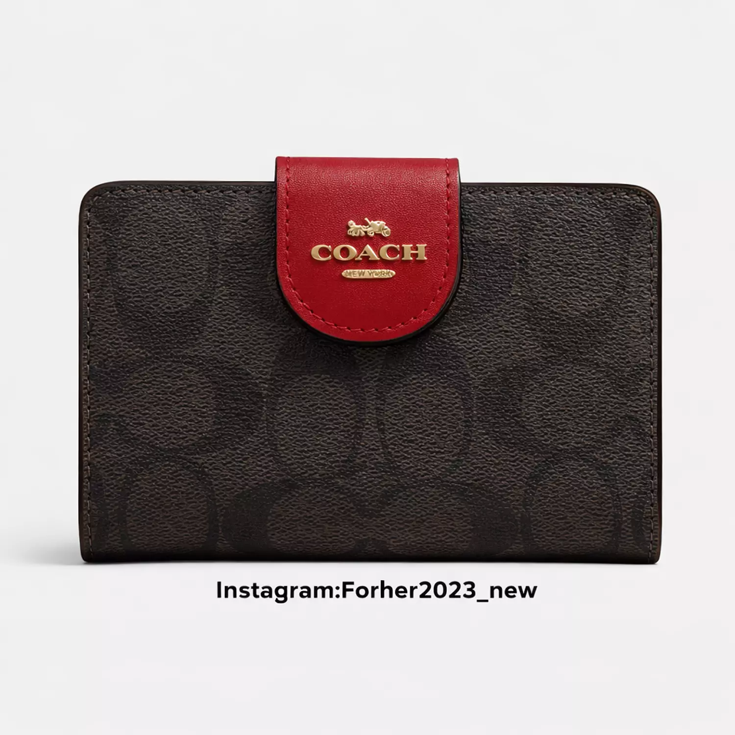 Medium Corner Zip Wallet In Signature red cap image