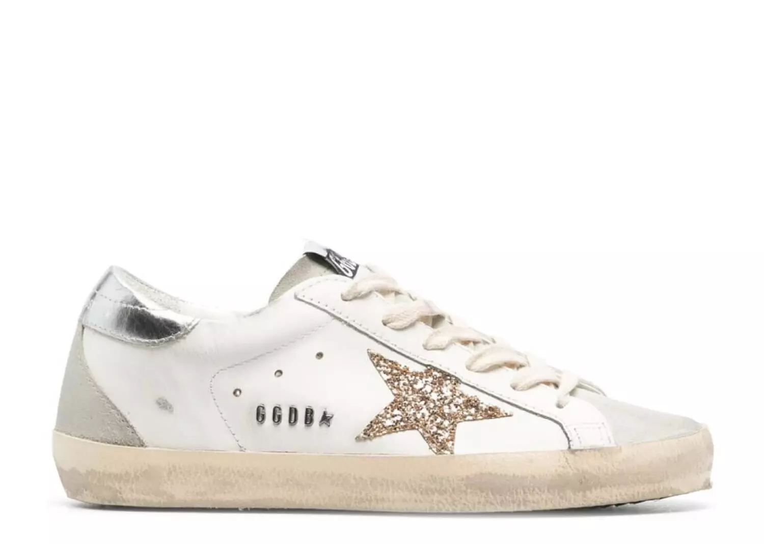 Golden Goose Super-Star off-gold glitter star image