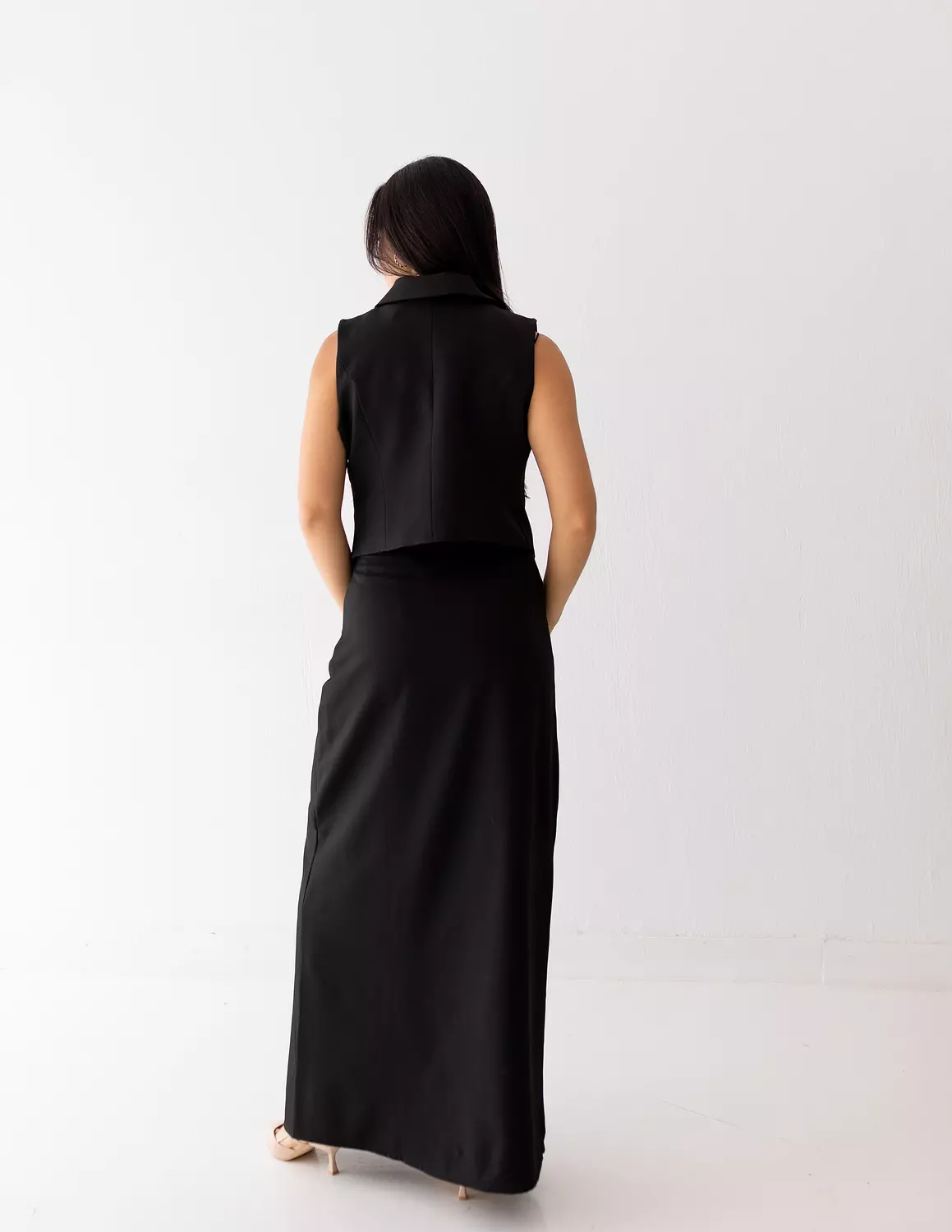 Black Icon A-line long skirt  5