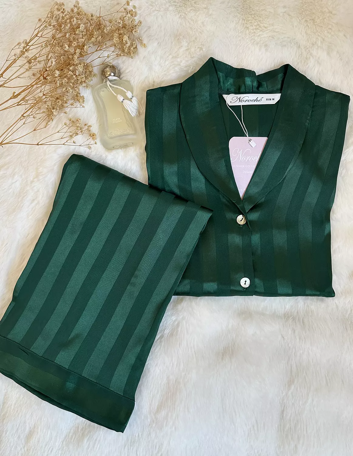 Emerald striped jacquard pjs 1