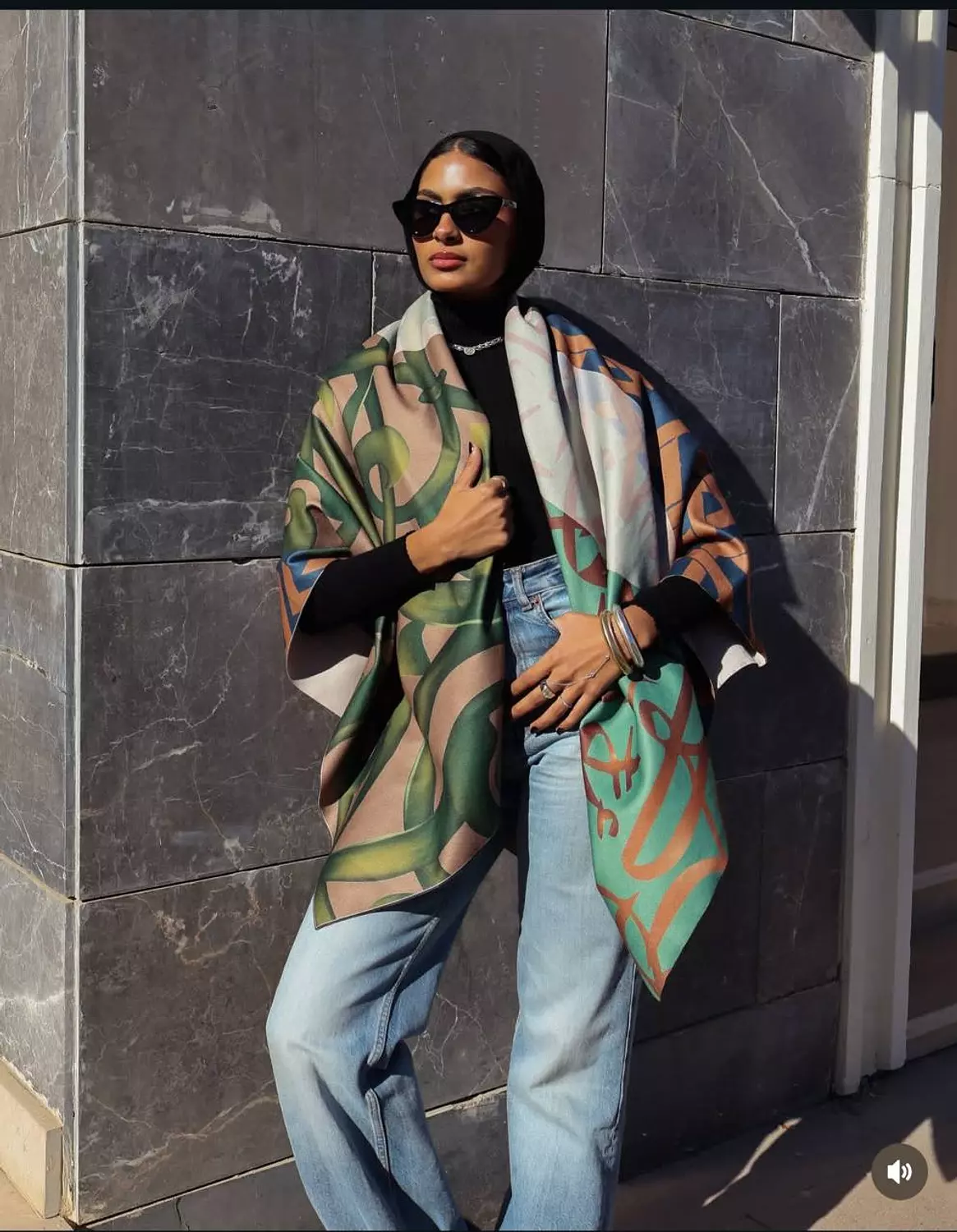 Blue*Green*Orange Double Face Scarf 5