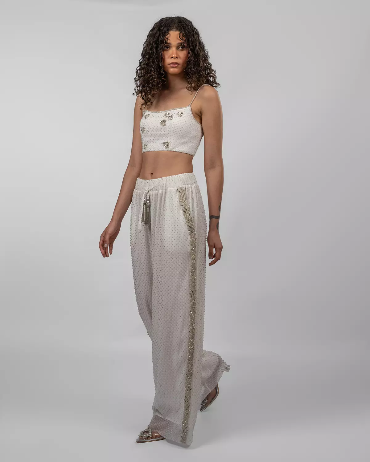 White beaded Two-Piece Set 2