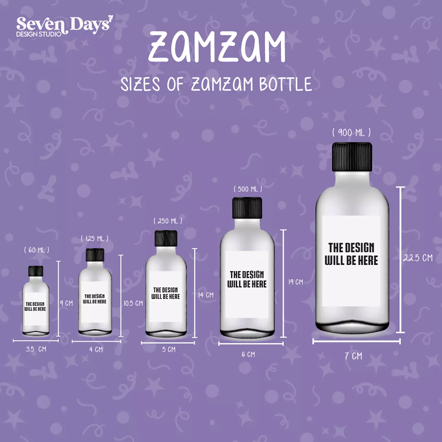 60 ml, 125 ml 250, 500, 900 ML Zamzam Water Design 2 1