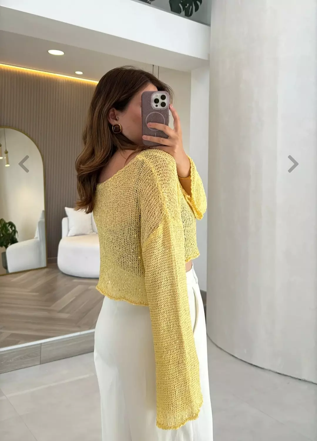 Yellow crop glittery poncho  2