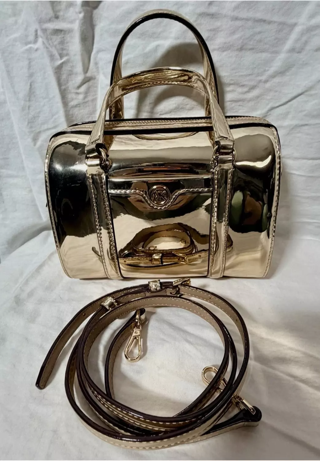 Michael Kors Metallic Satchel - Gold 3