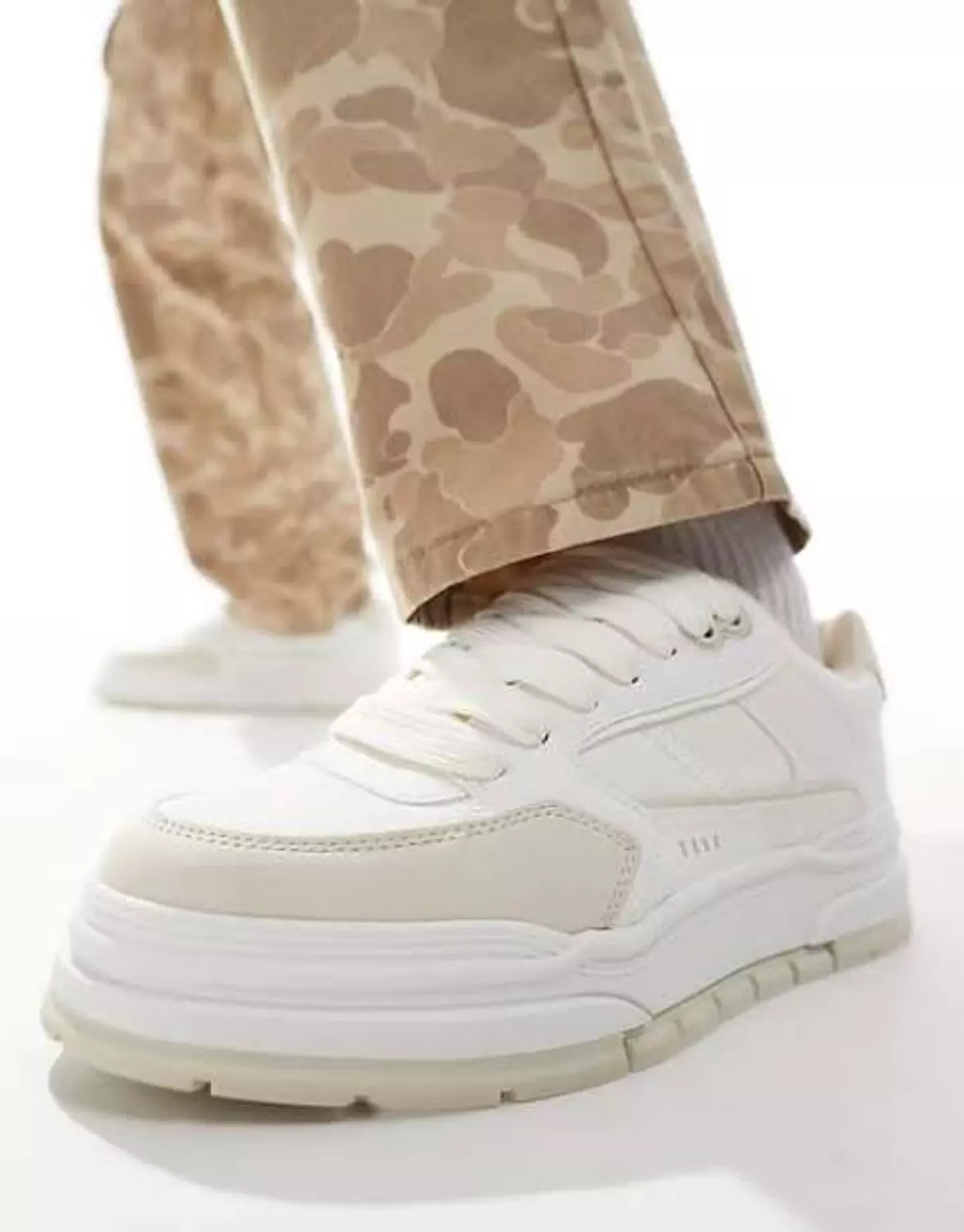 Bershka tonal sneaker in white 1