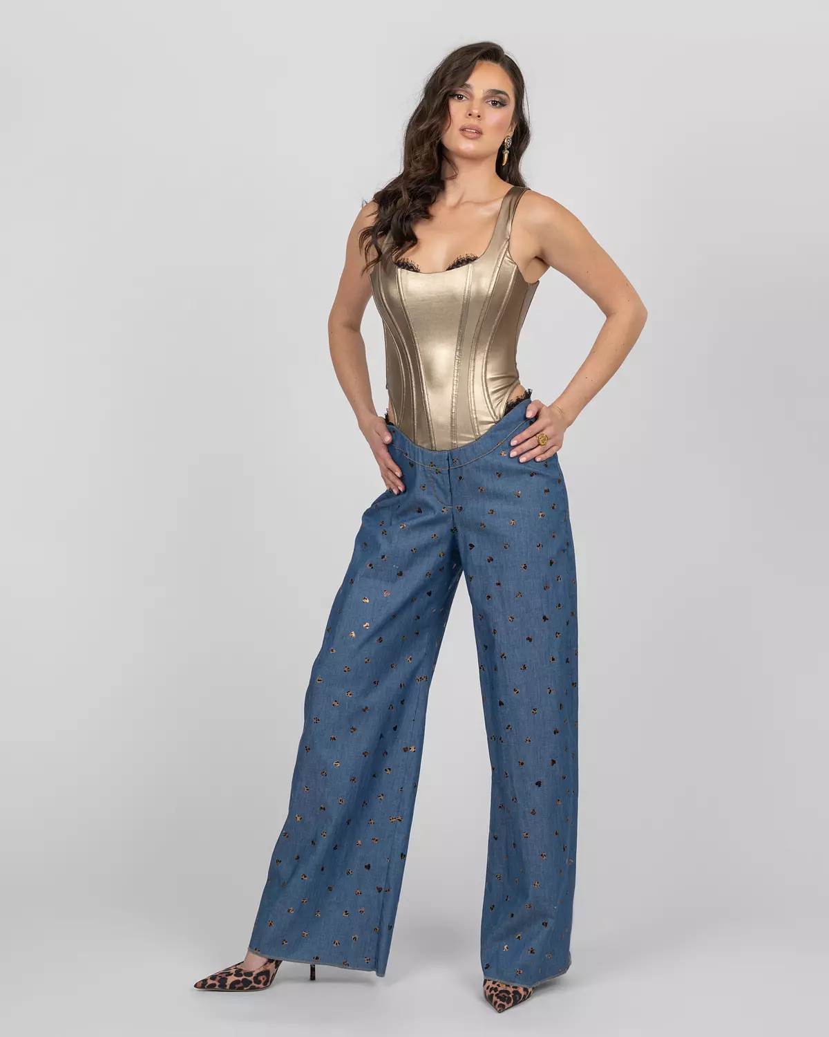 Gold Metallic Corset Jumpsuit image