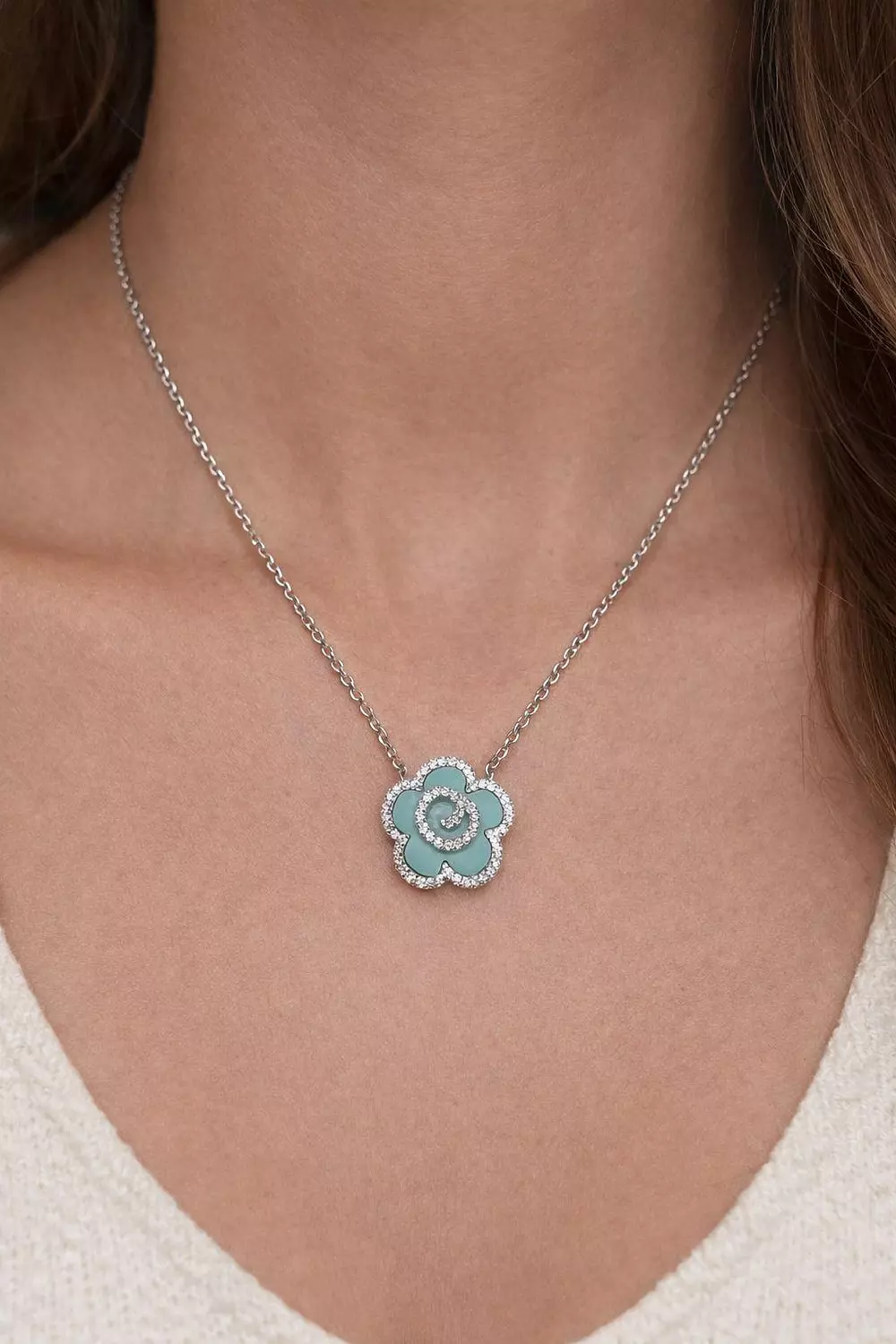  Silver Necklace Flower image