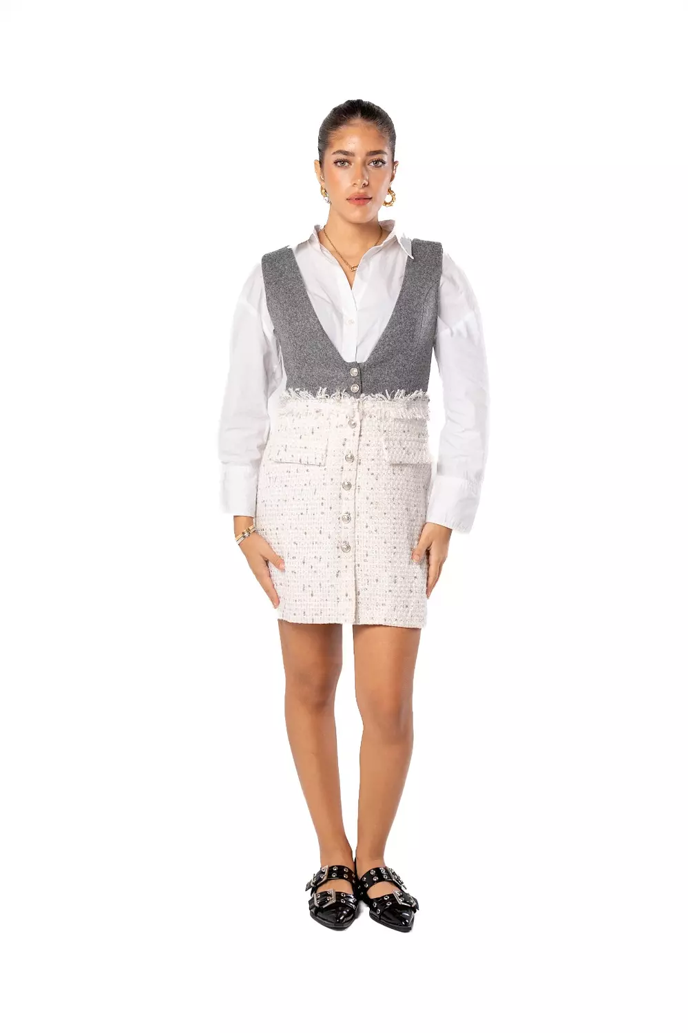 Ember Short Dress w/ Front Buttons 4