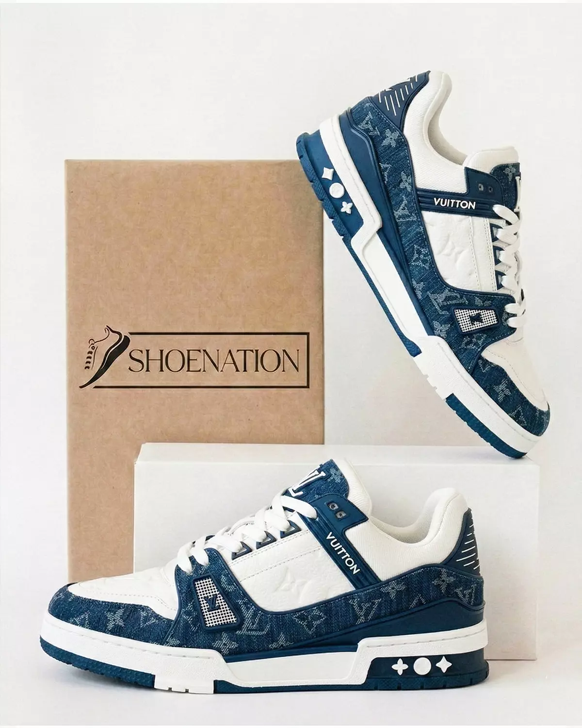 LV Men Shoes - Navy blue & White 3