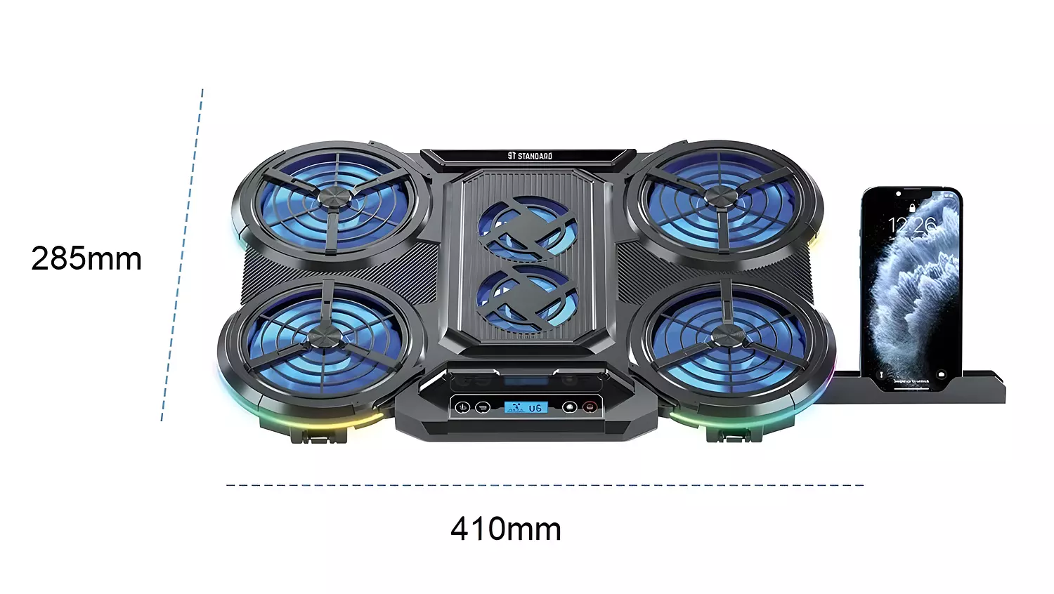 ST STANDARD ICE-08 Laptop Cooler with RGB & 2 USB Ports - Black 4