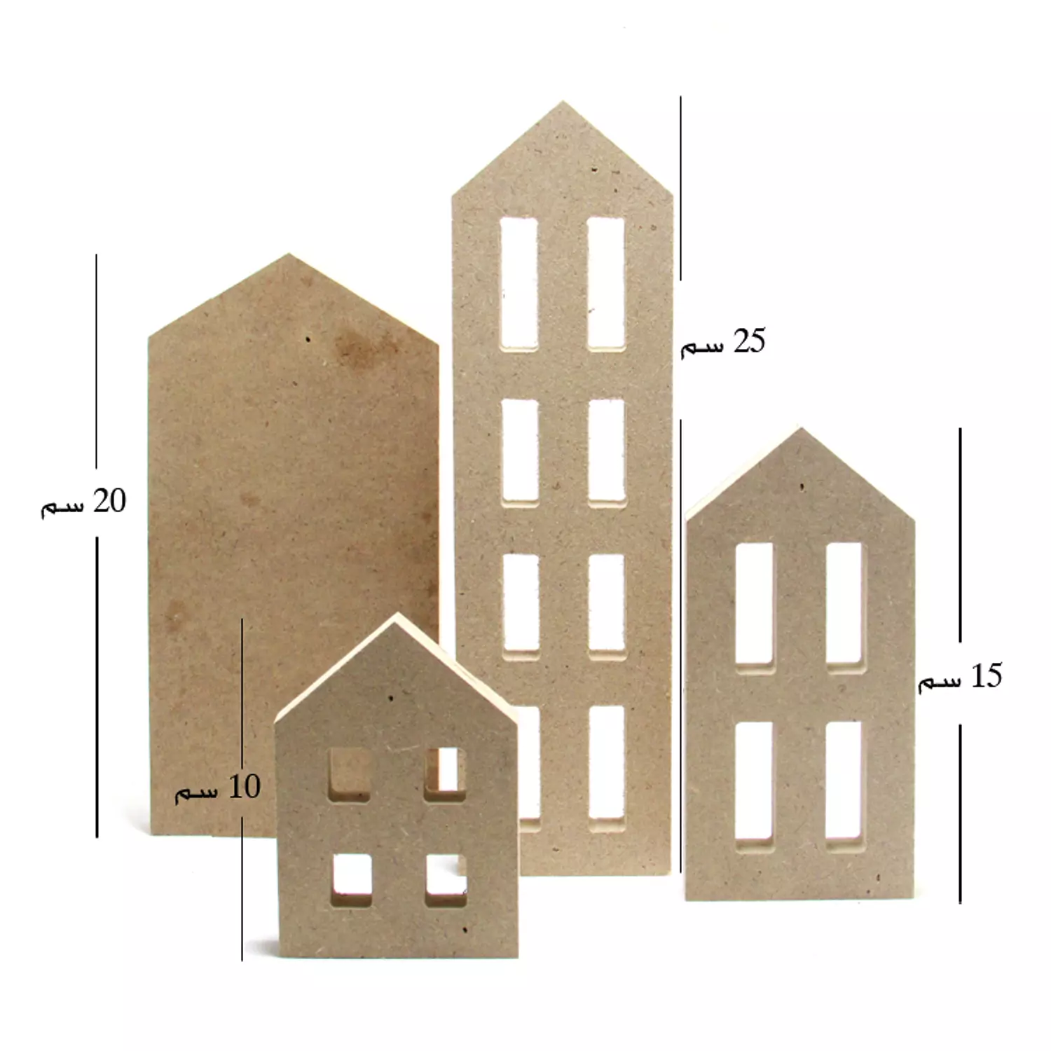 Décor set of 4 wooden houses 18 ml 1