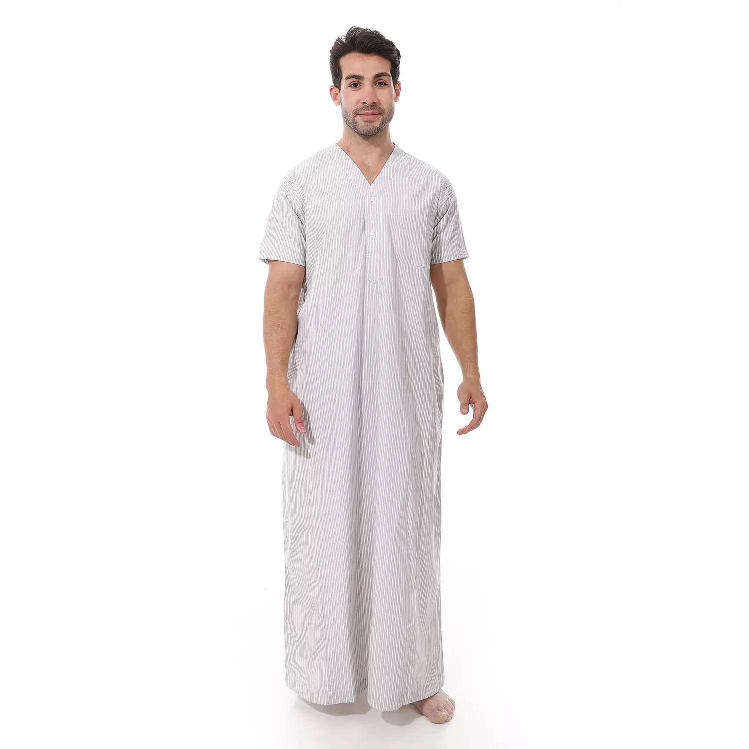 Men Galabeya Short Sleeves - 2258 - Beige image