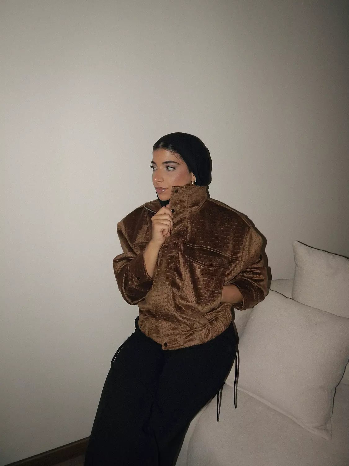 Camel Croco Suede Jacket image