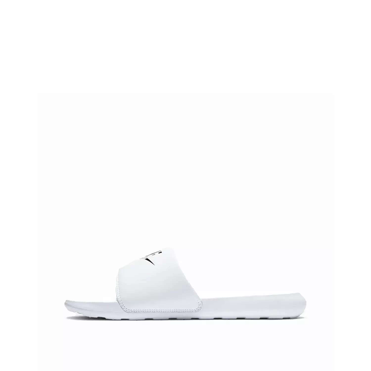 Nike Victori One slide in white with a black logo hover image