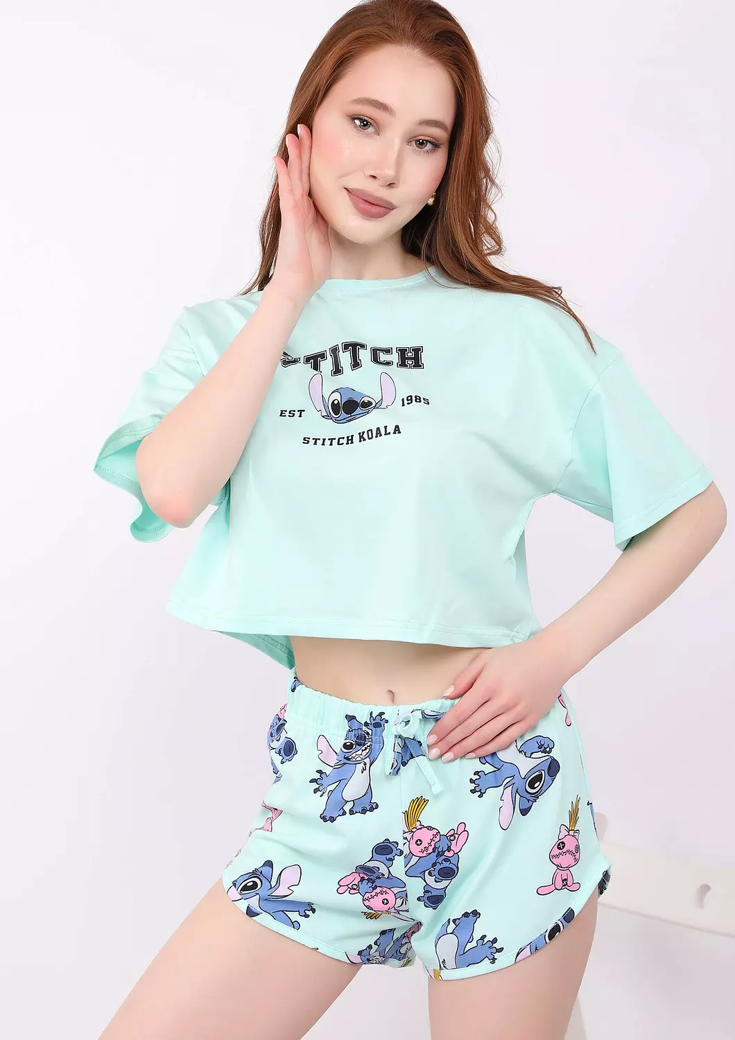 S246 lilo and stitch SHORTS Pajama Set 1