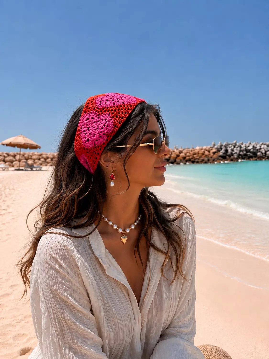 Pinkish red heart crochet  image