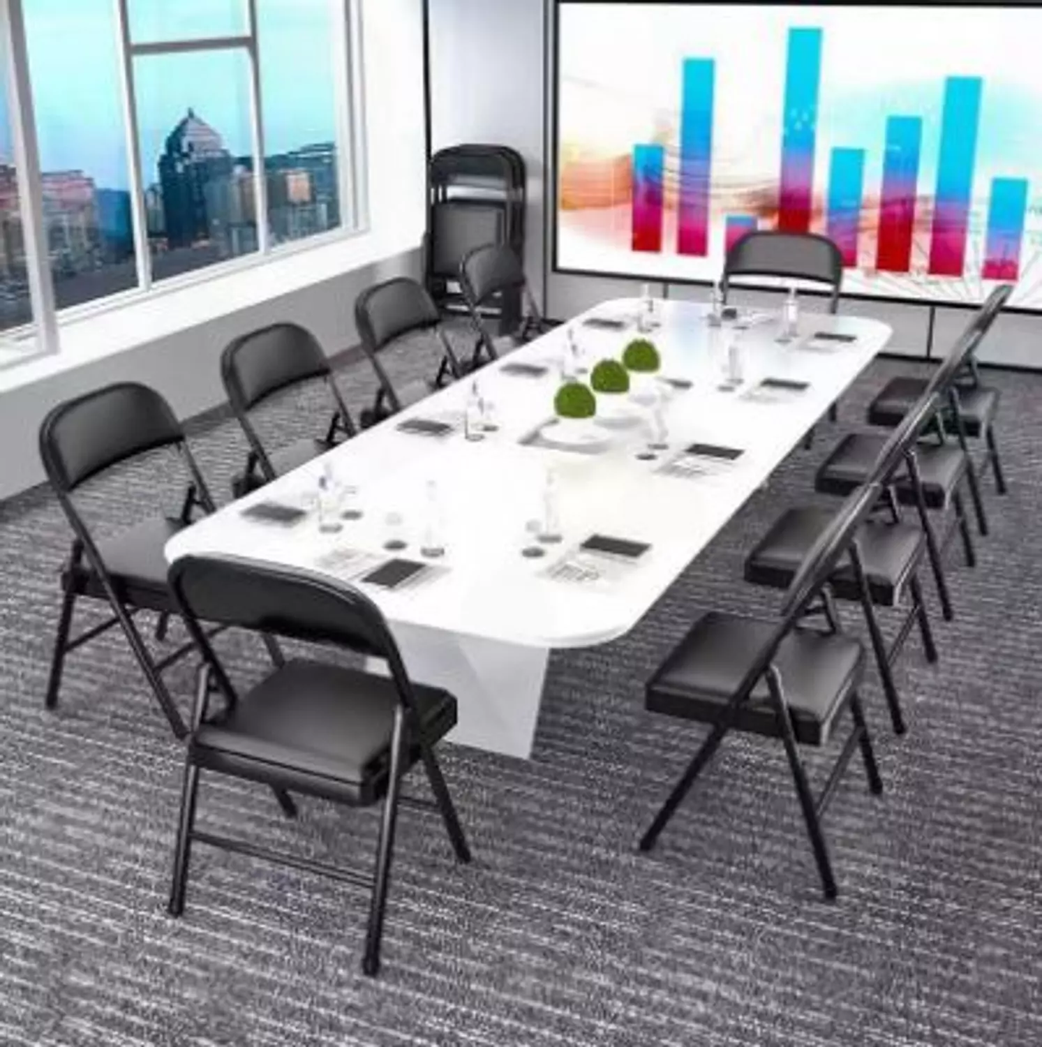 Black Leather Folding Chair image