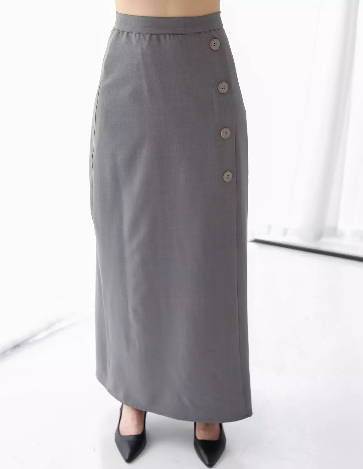 Gray Breeze A-line long skirt image