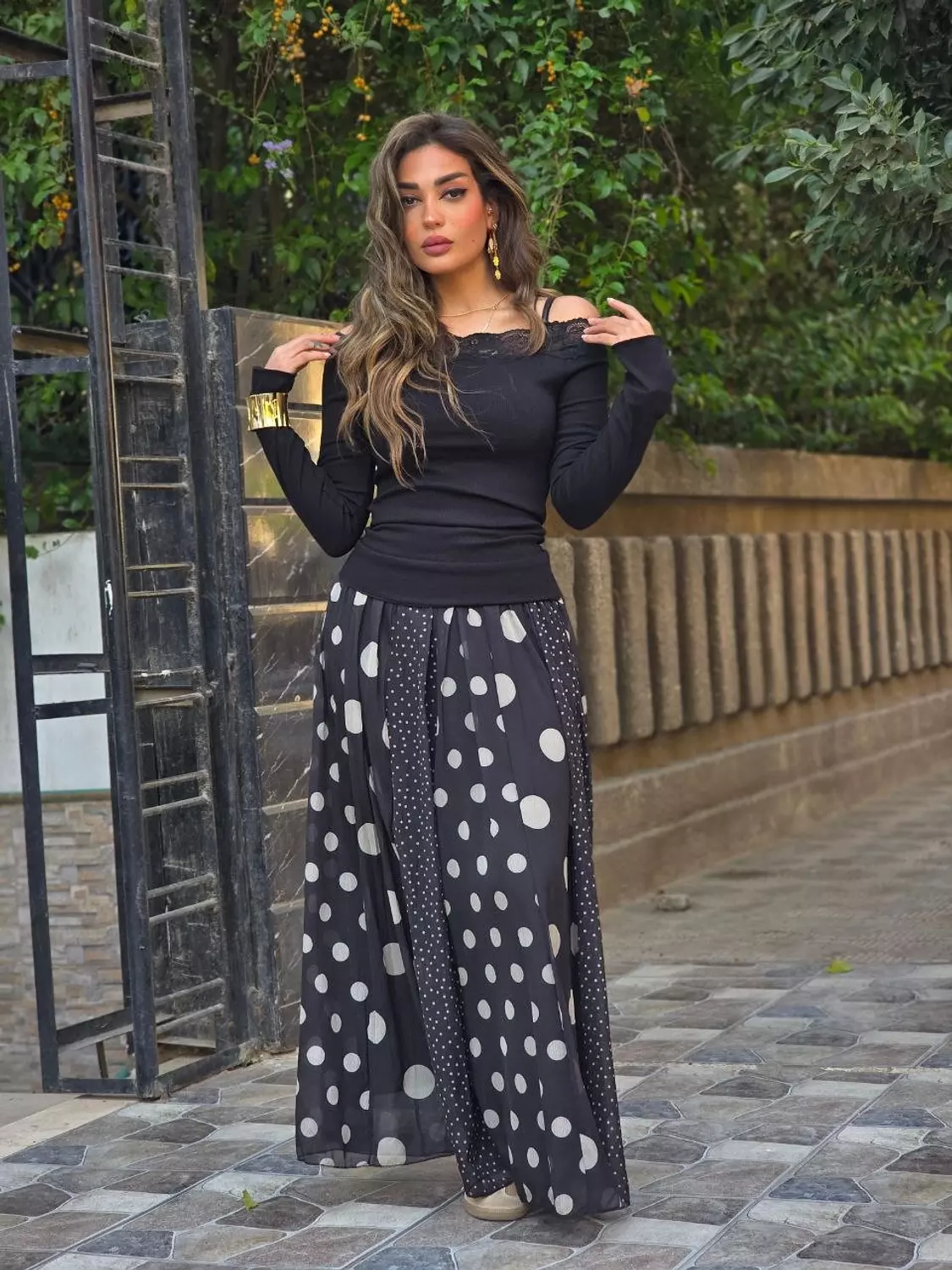 Black multisize polka dot skirt image