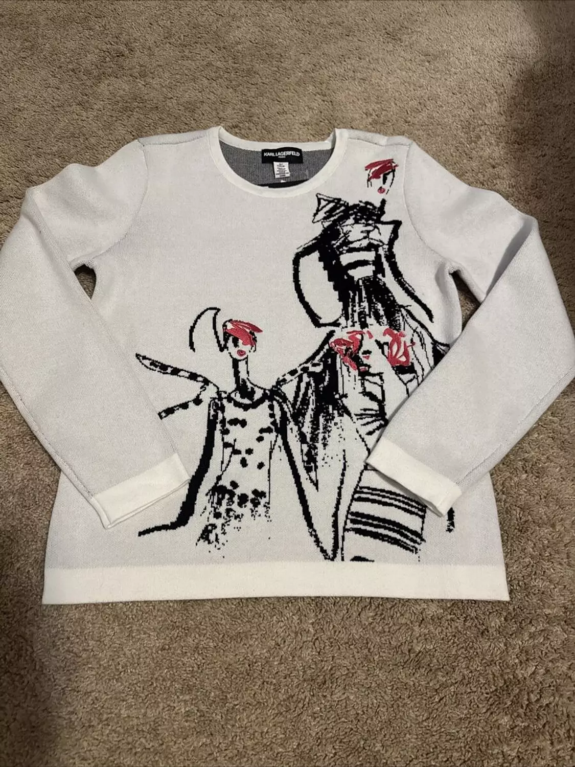 Karl Lagerfeld Paris White Graphic Sweater image