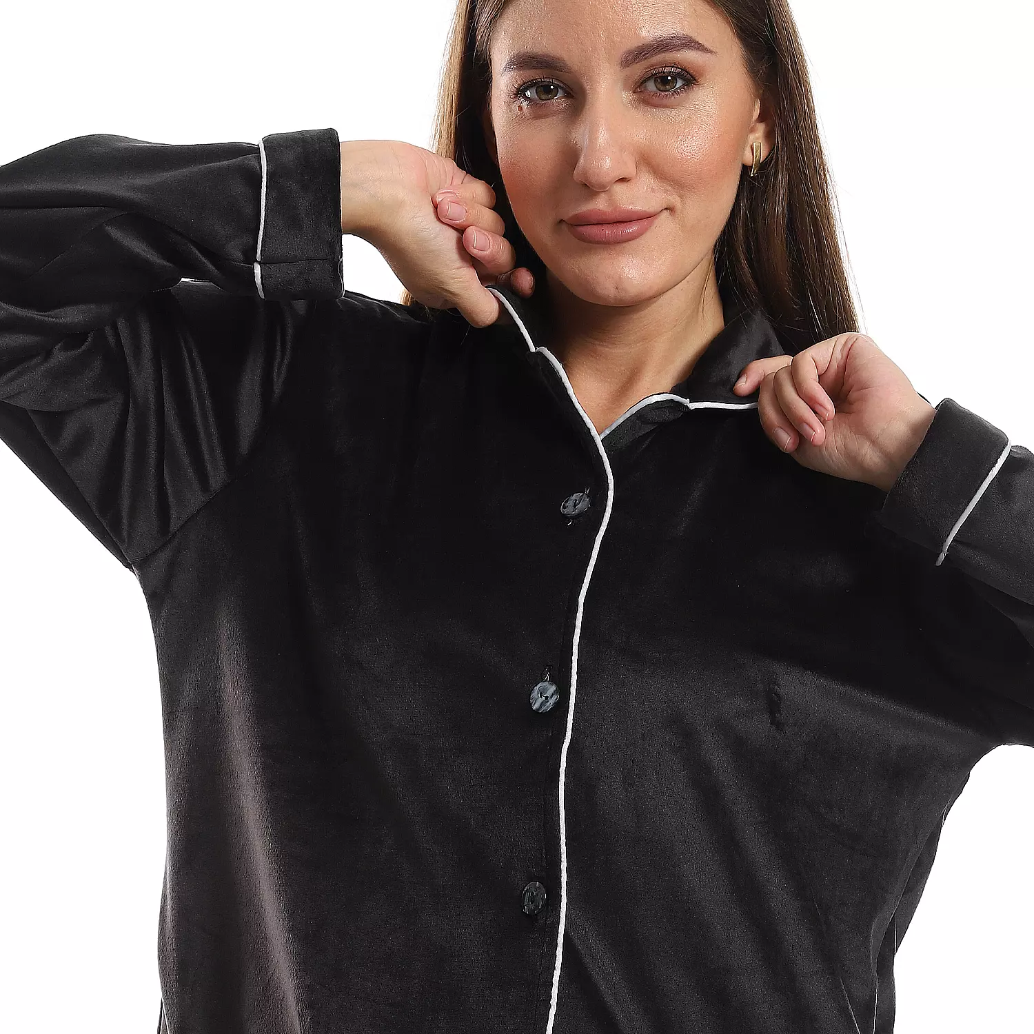 Women Classic Fleece PJ -Black-2505 3