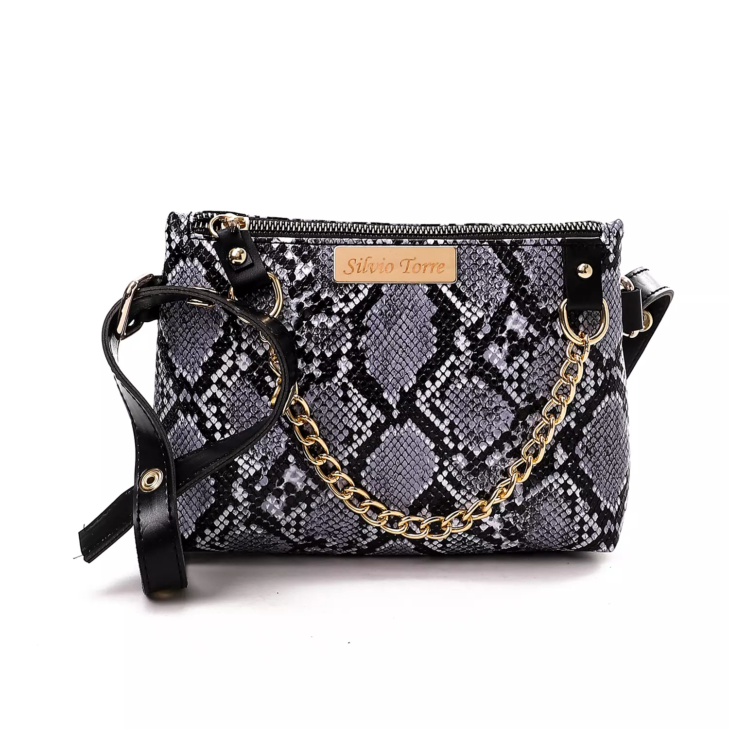 ST Leather Waist And Cross Bag-Gray Snake image