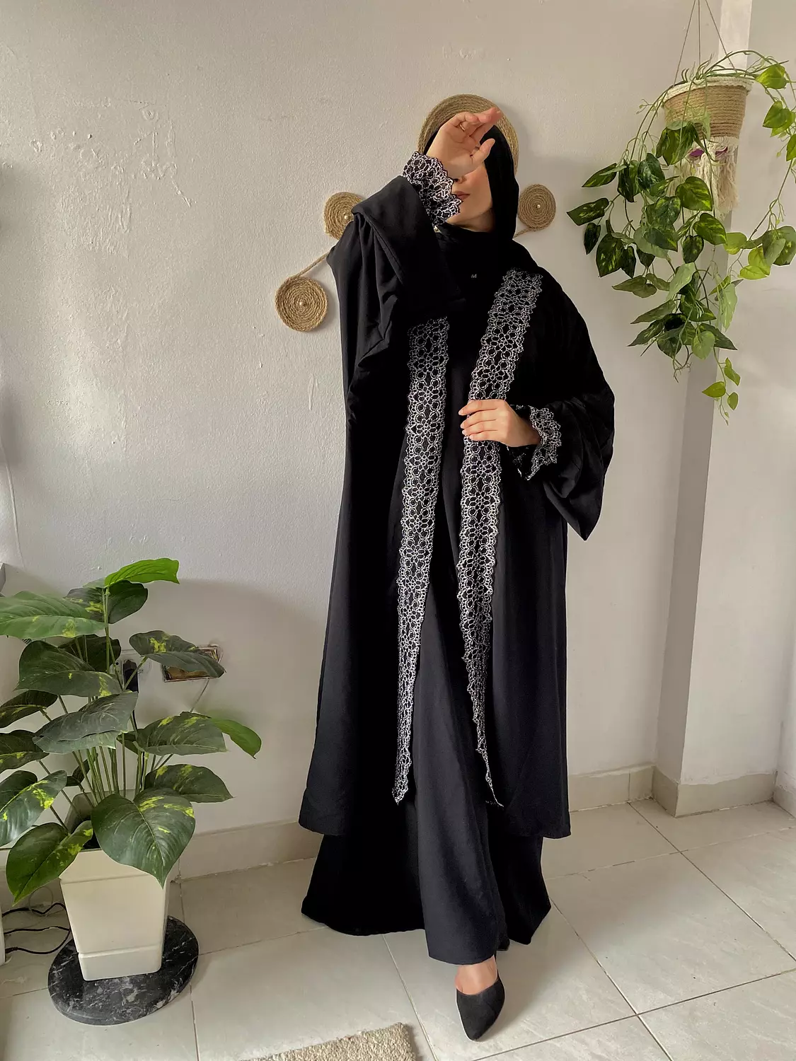 kofttan with Embroidered ribbon and Basic Abaya 6