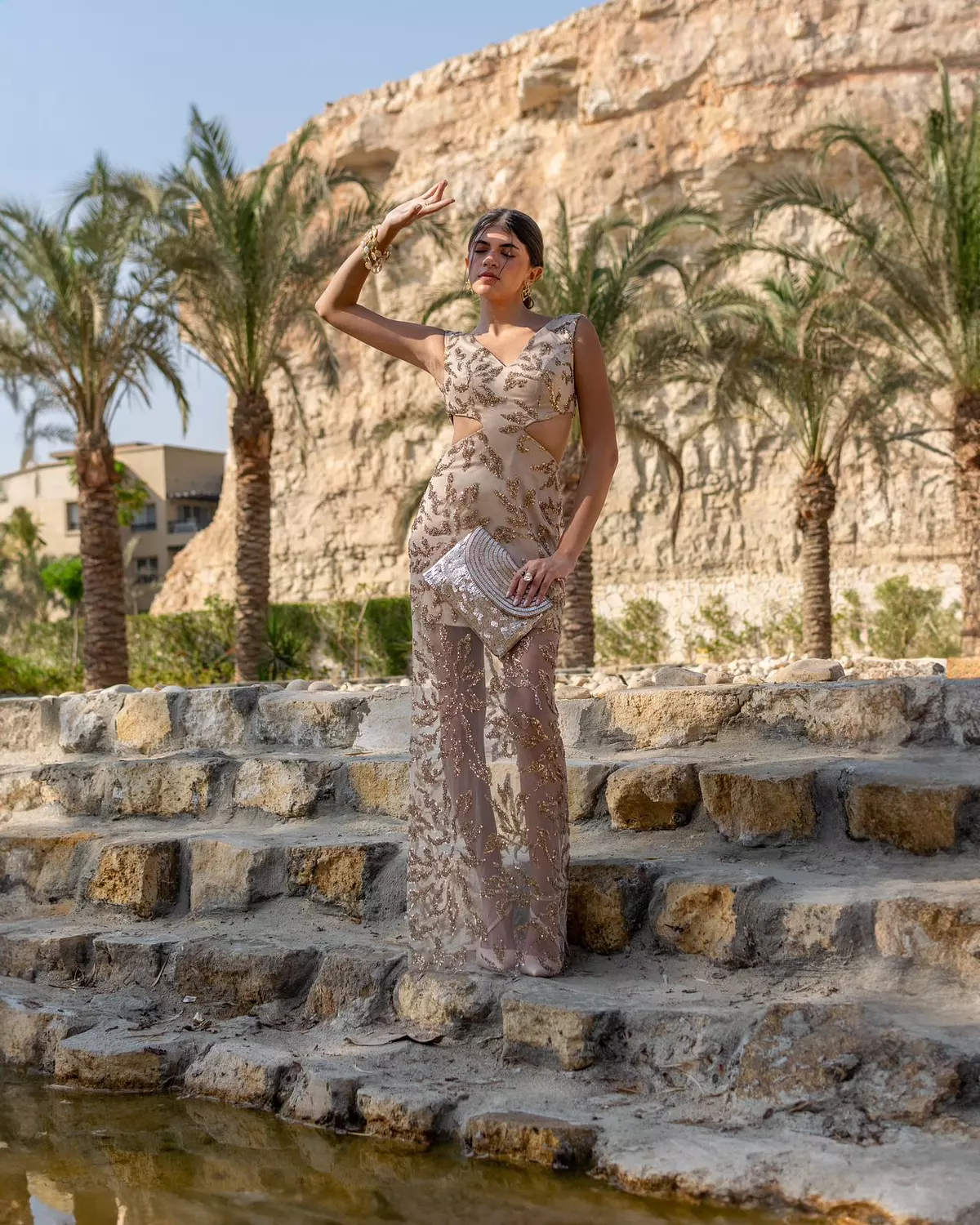 Golden lace dress  1