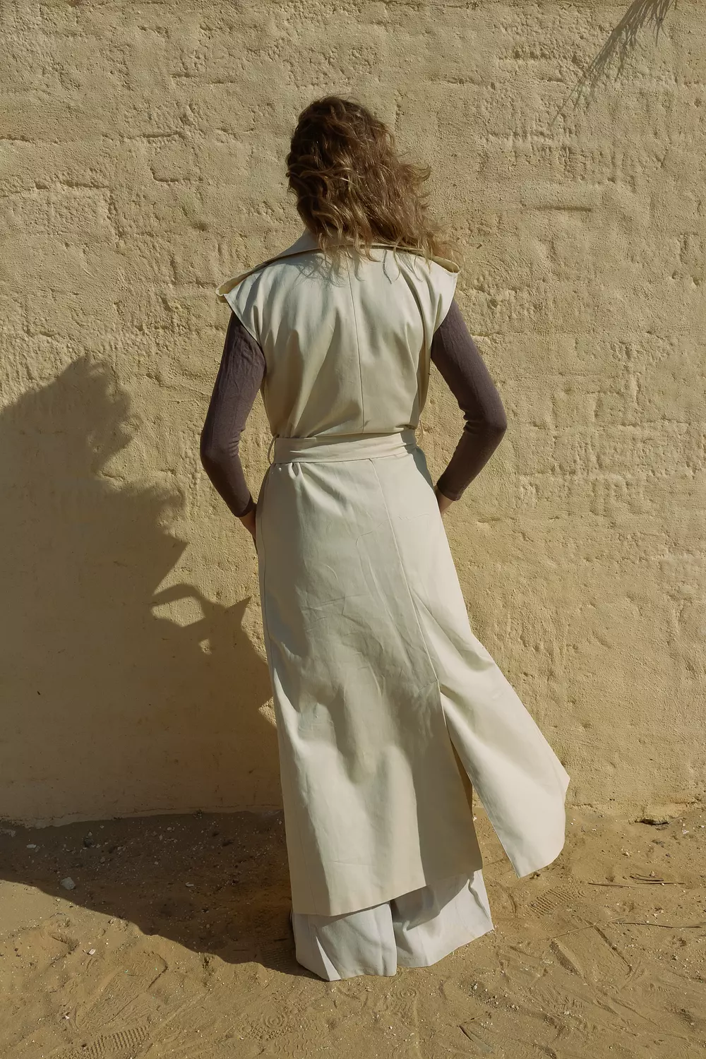 Long Gabardine vest - butter yellow 3