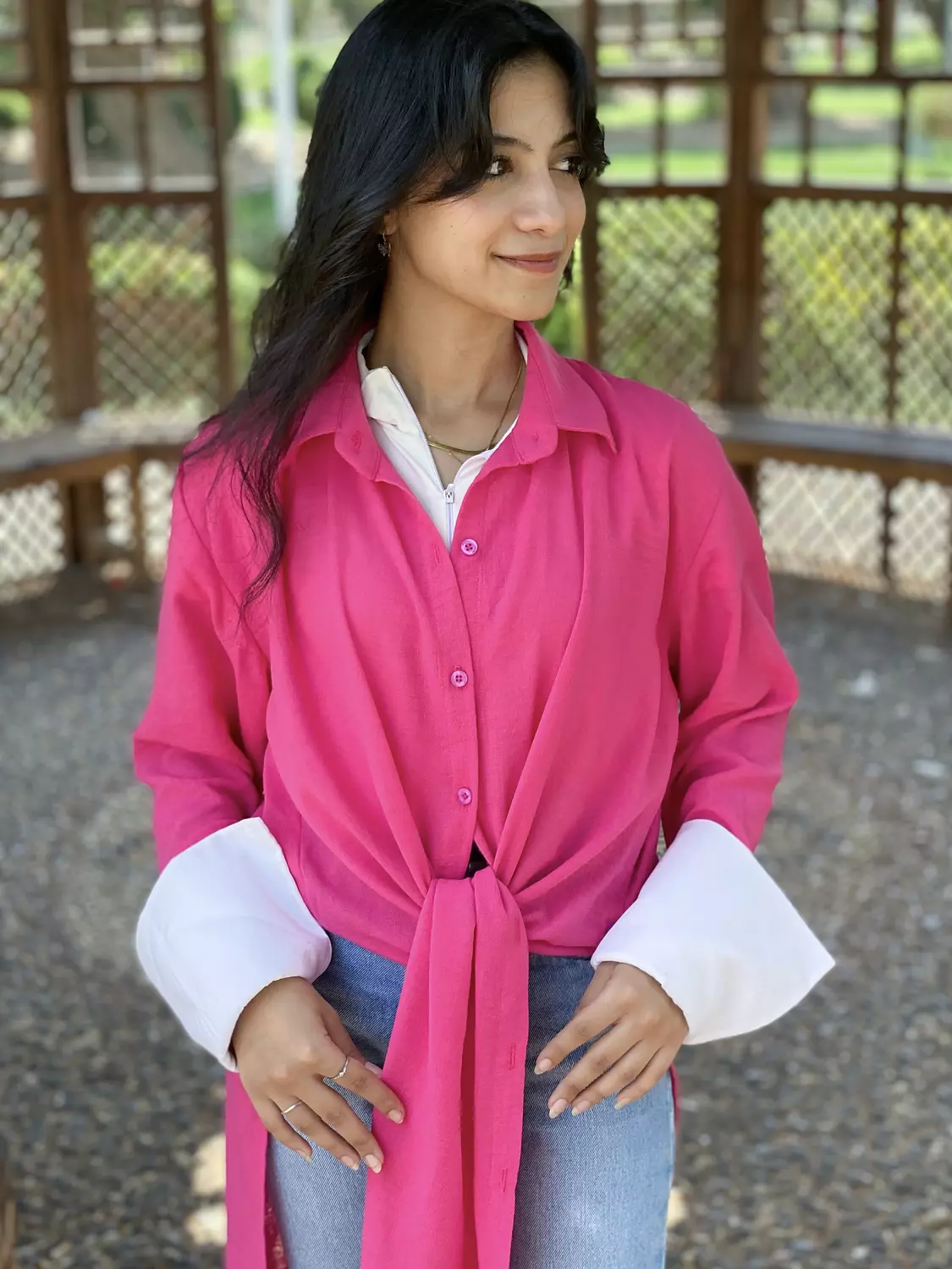 Flowy Shirt Fuchsia  3
