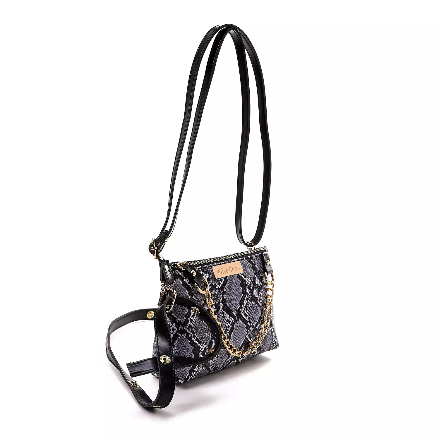 ST Leather Waist And Cross Bag-Gray Snake 1