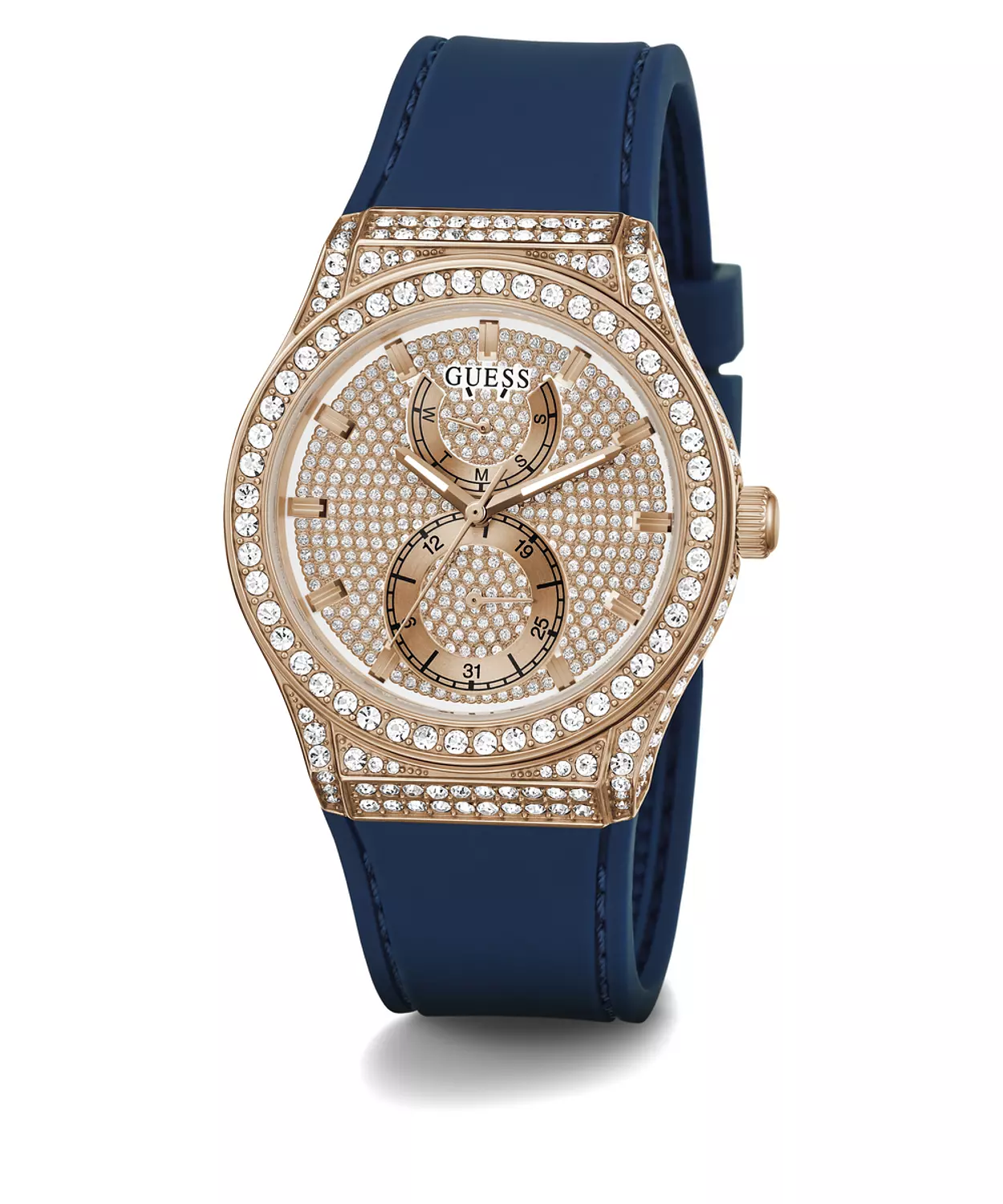 GUESS GW0439L4 ANALOG WATCH For Women Round Shape Blue Silicone Smooth Strap 1