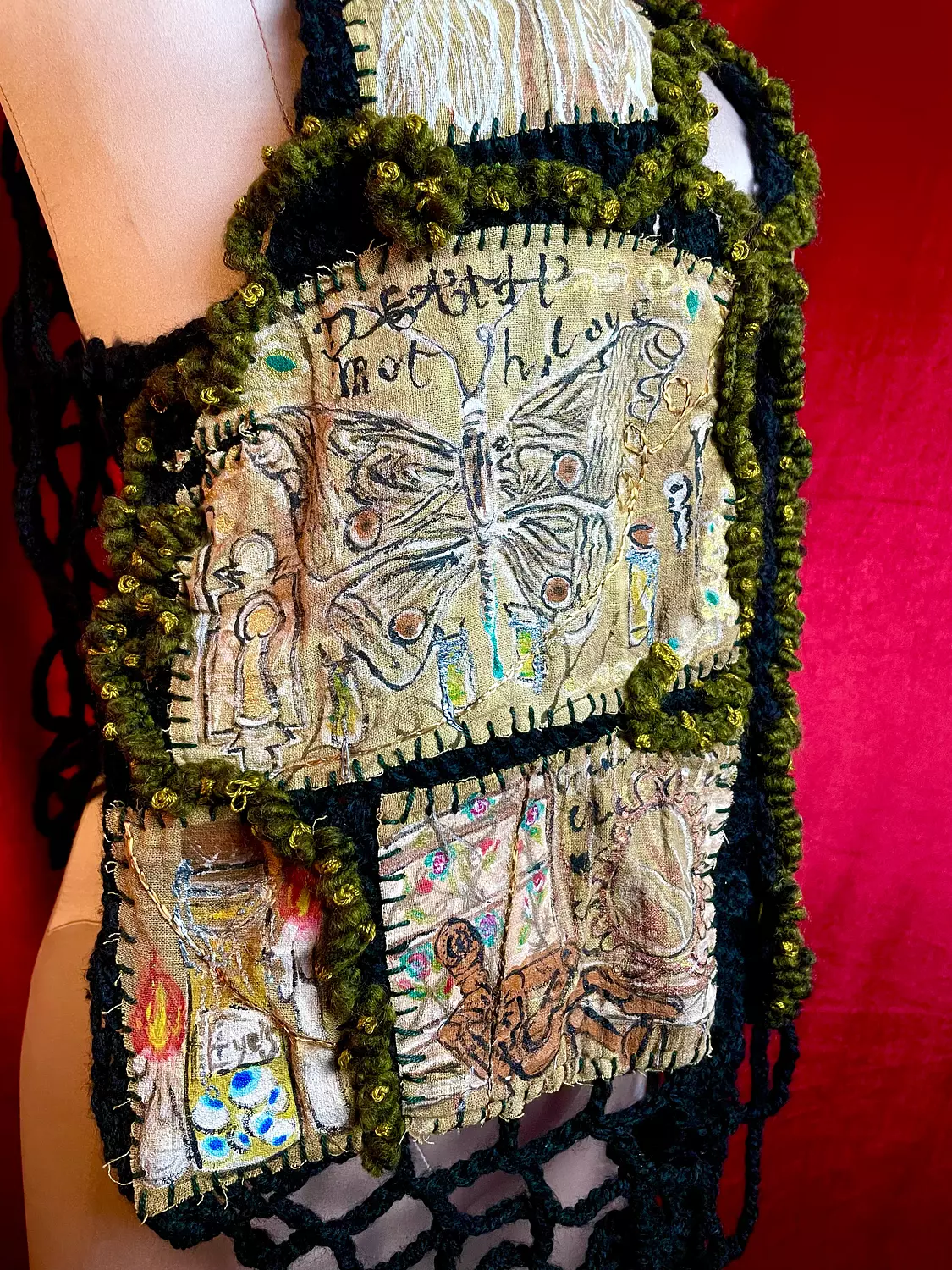 “ witch’s heart” handmade black crochet vest  6